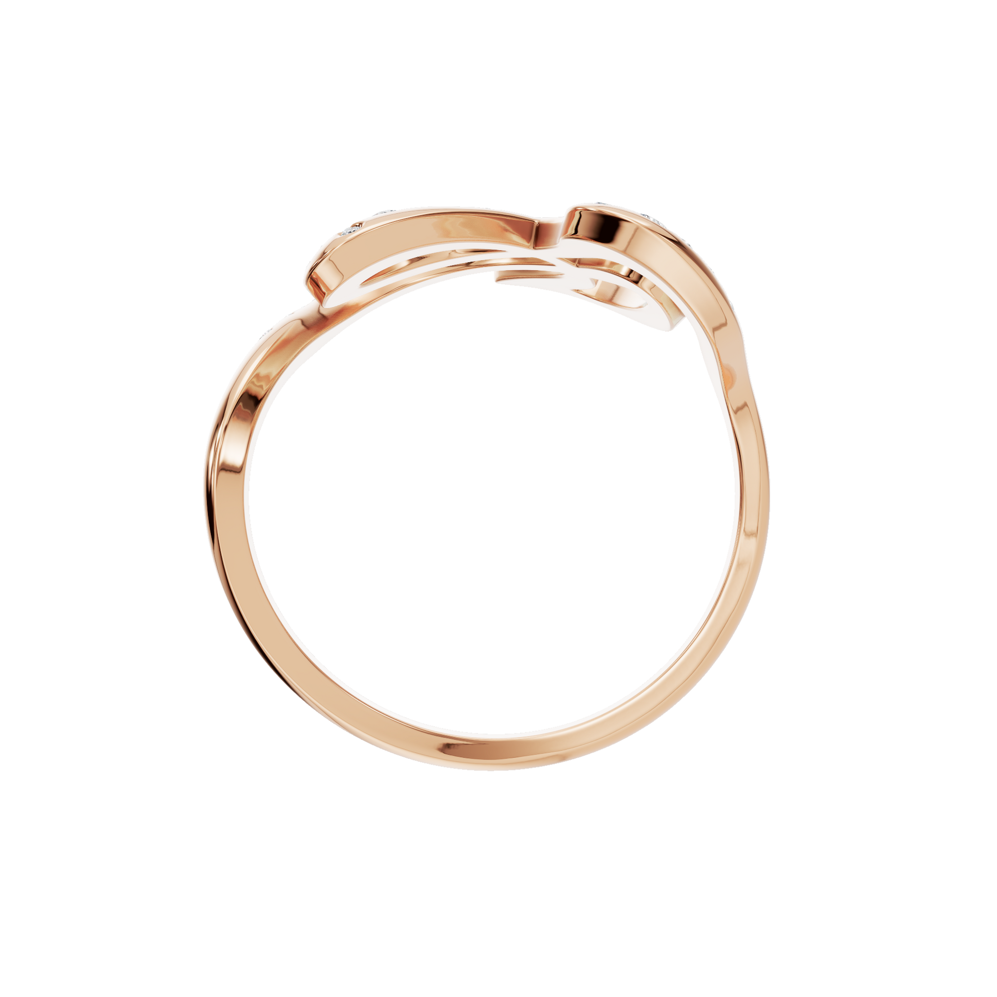 Reverie Diamond Sculptural Ring in Rose Gold on finger | Roomy's Jewellery