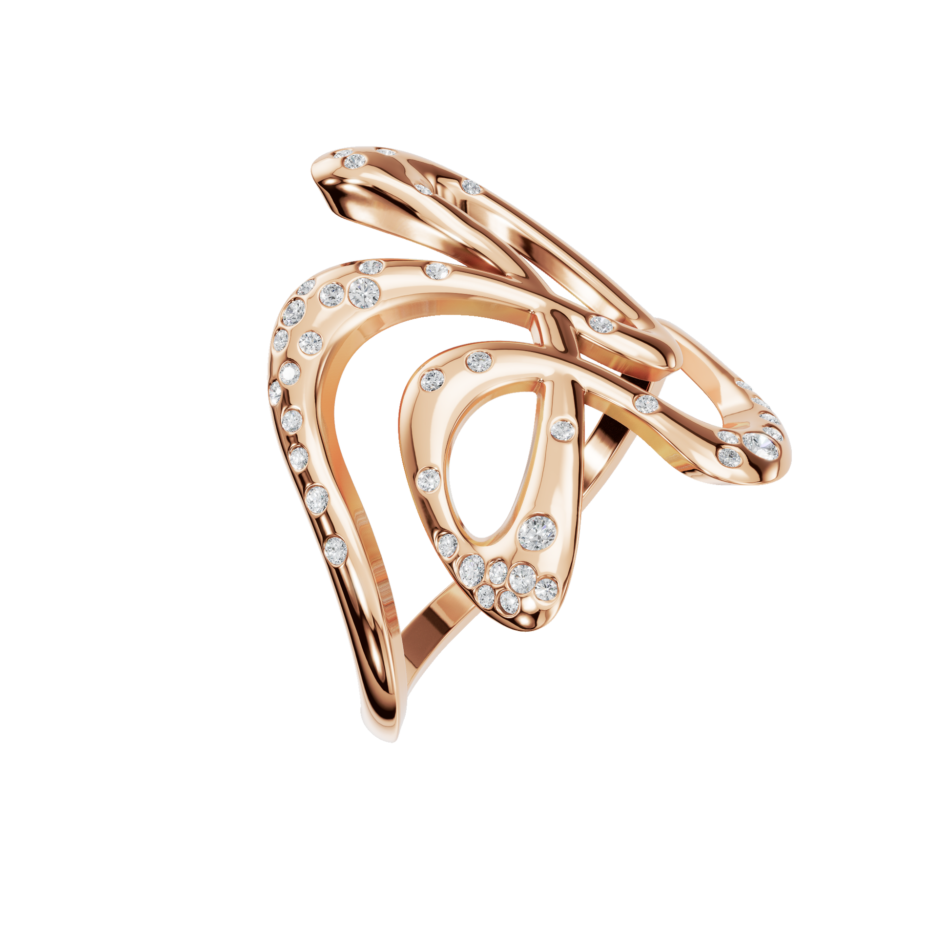 Reverie Diamond Sculptural Ring in Rose Gold close-up | Roomy's Jewellery