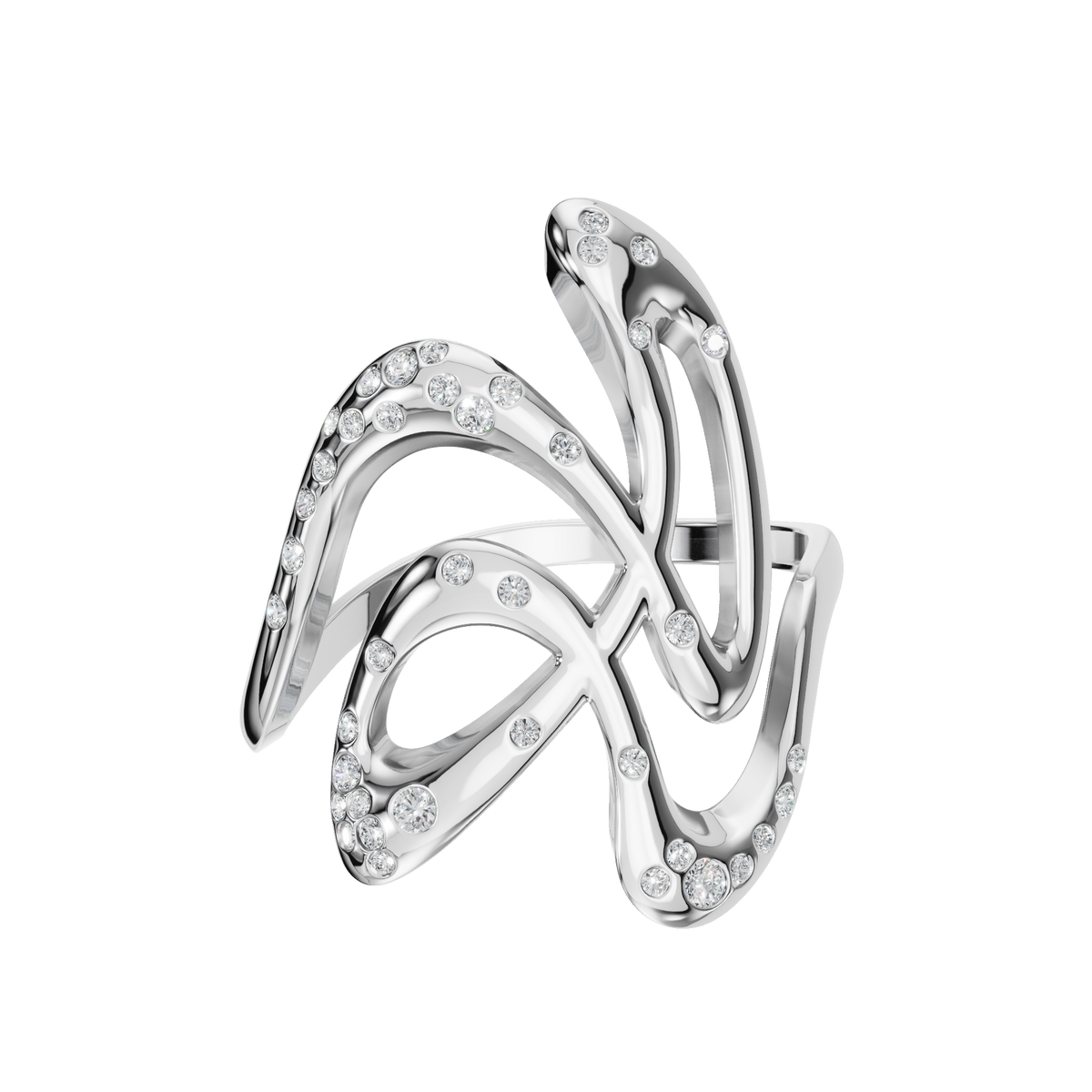 Reverie Diamond Sculptural Ring in White Gold — Lab Grown | Roomy's Jewellery