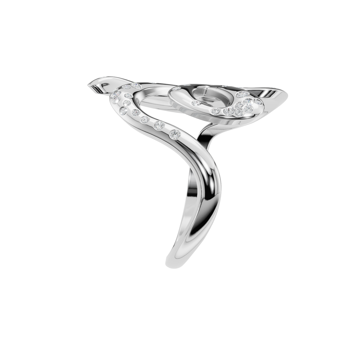 Reverie Diamond Sculptural Ring in White Gold side view | Roomy's Jewellery