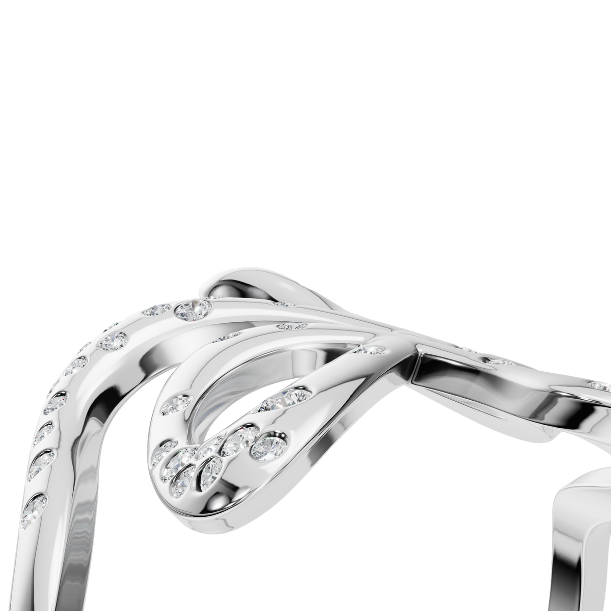 Reverie Diamond Sculptural Ring in White Gold angled view | Roomy's Jewellery