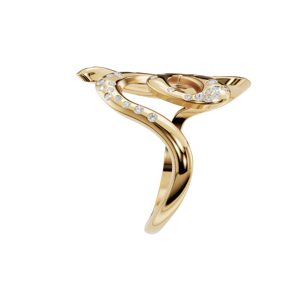 Reverie Diamond Sculptural Ring in Yellow Gold side view | Roomy's Jewellery