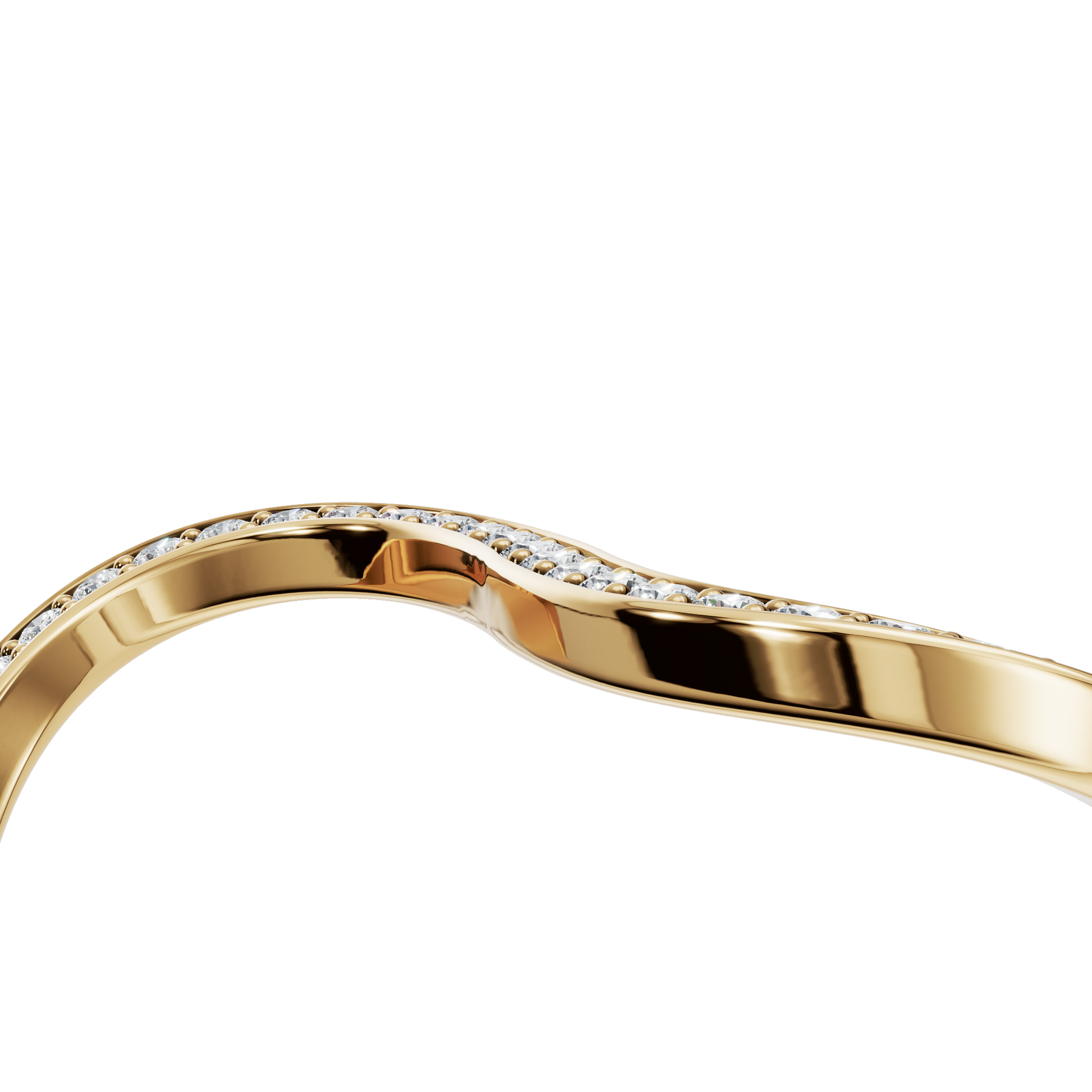 Infinity Diamond Pavé Ring in Yellow Gold angled view | Roomy's Jewellery