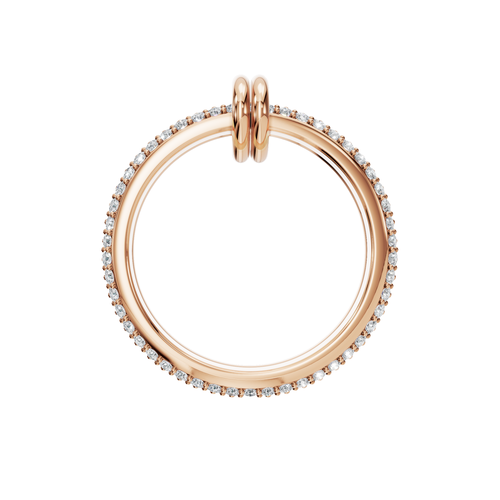 Duo Diamond Double Band in Rose Gold on finger | Roomy's Jewellery