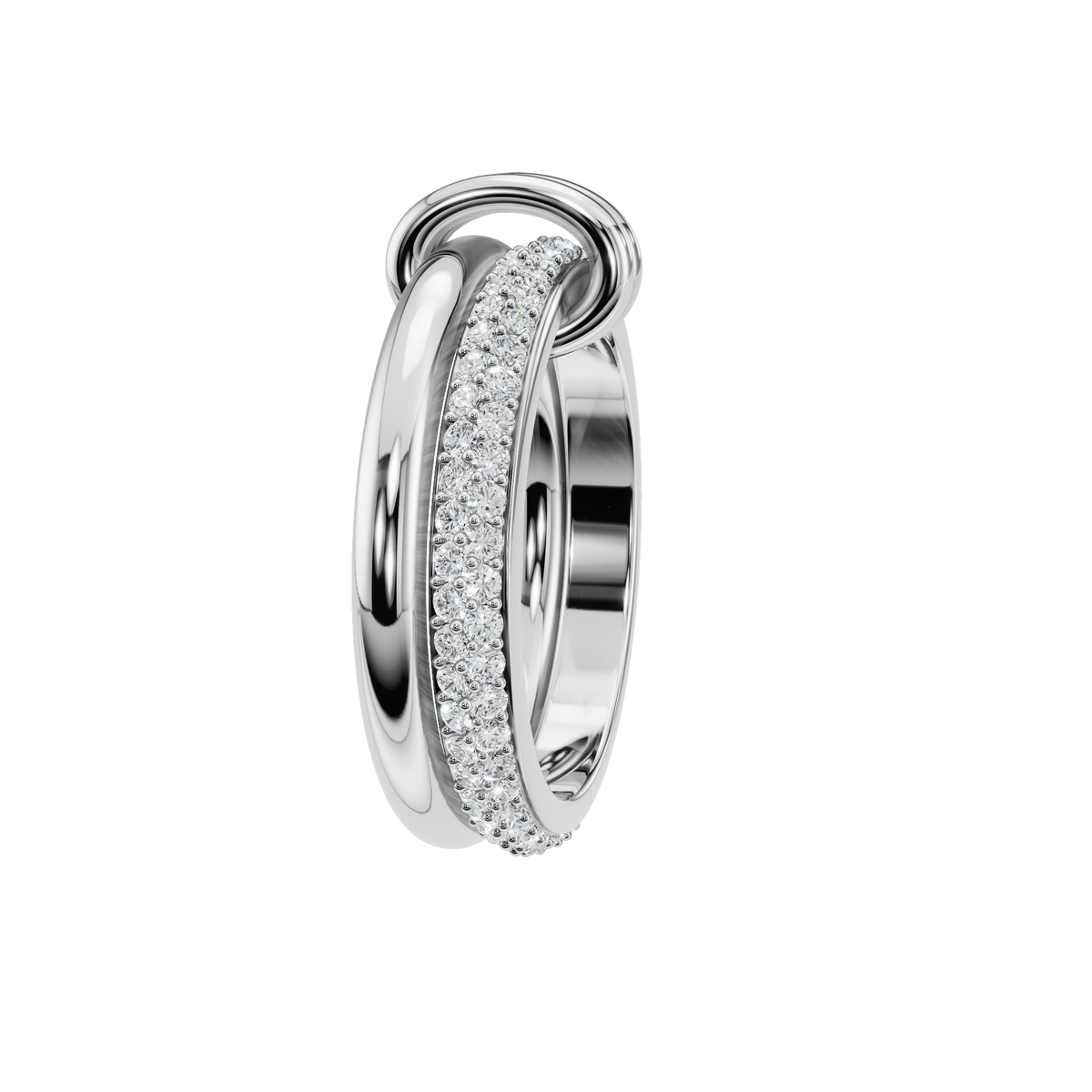 Duo Diamond Double Band in White Gold side view | Roomy's Jewellery