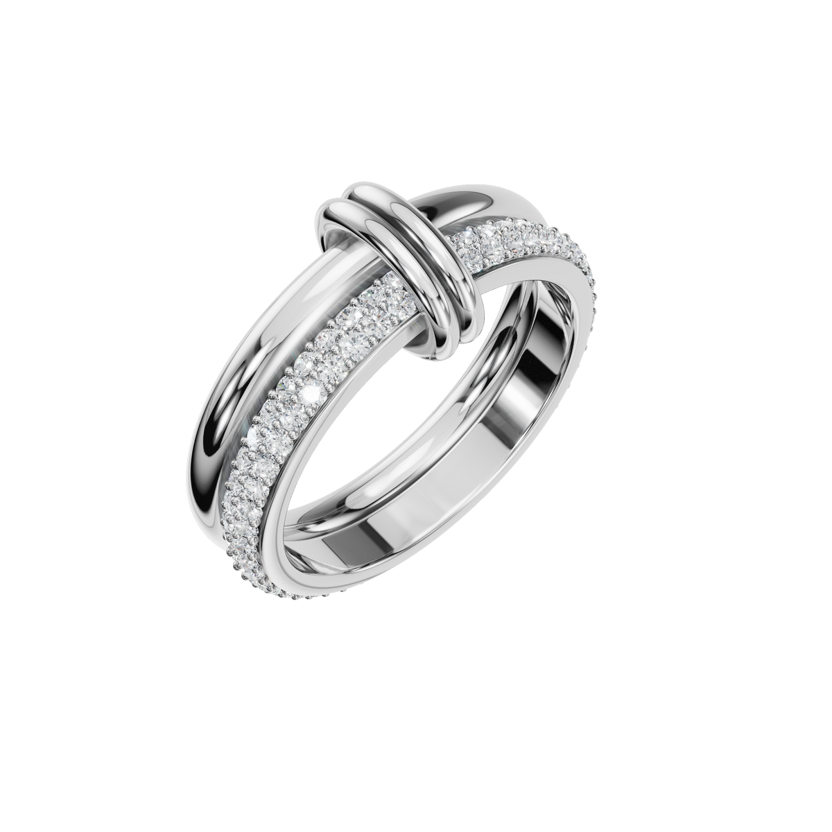 Duo Diamond Double Band in White Gold on finger | Roomy's Jewellery