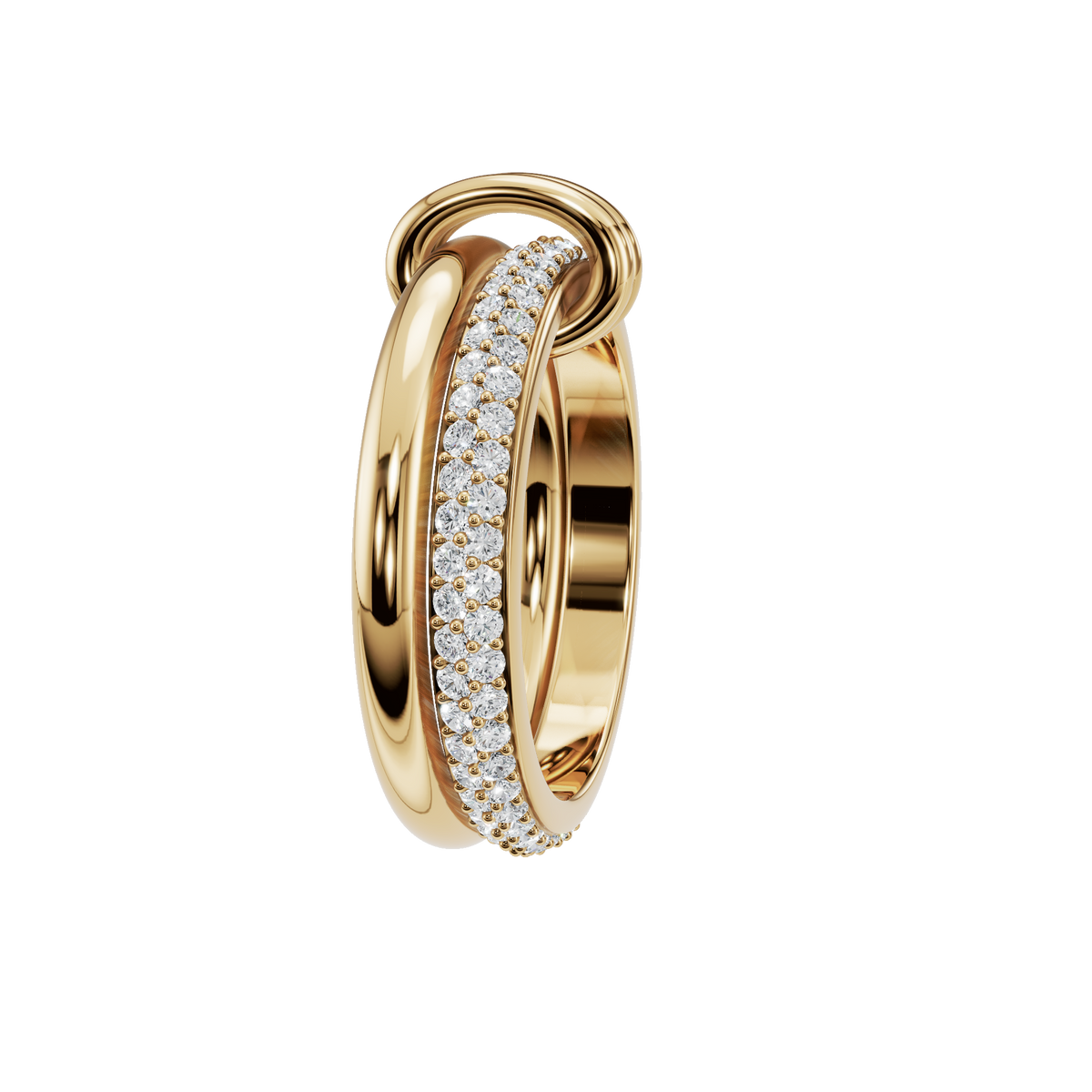 Duo Diamond Double Band in Yellow Gold side view | Roomy's Jewellery