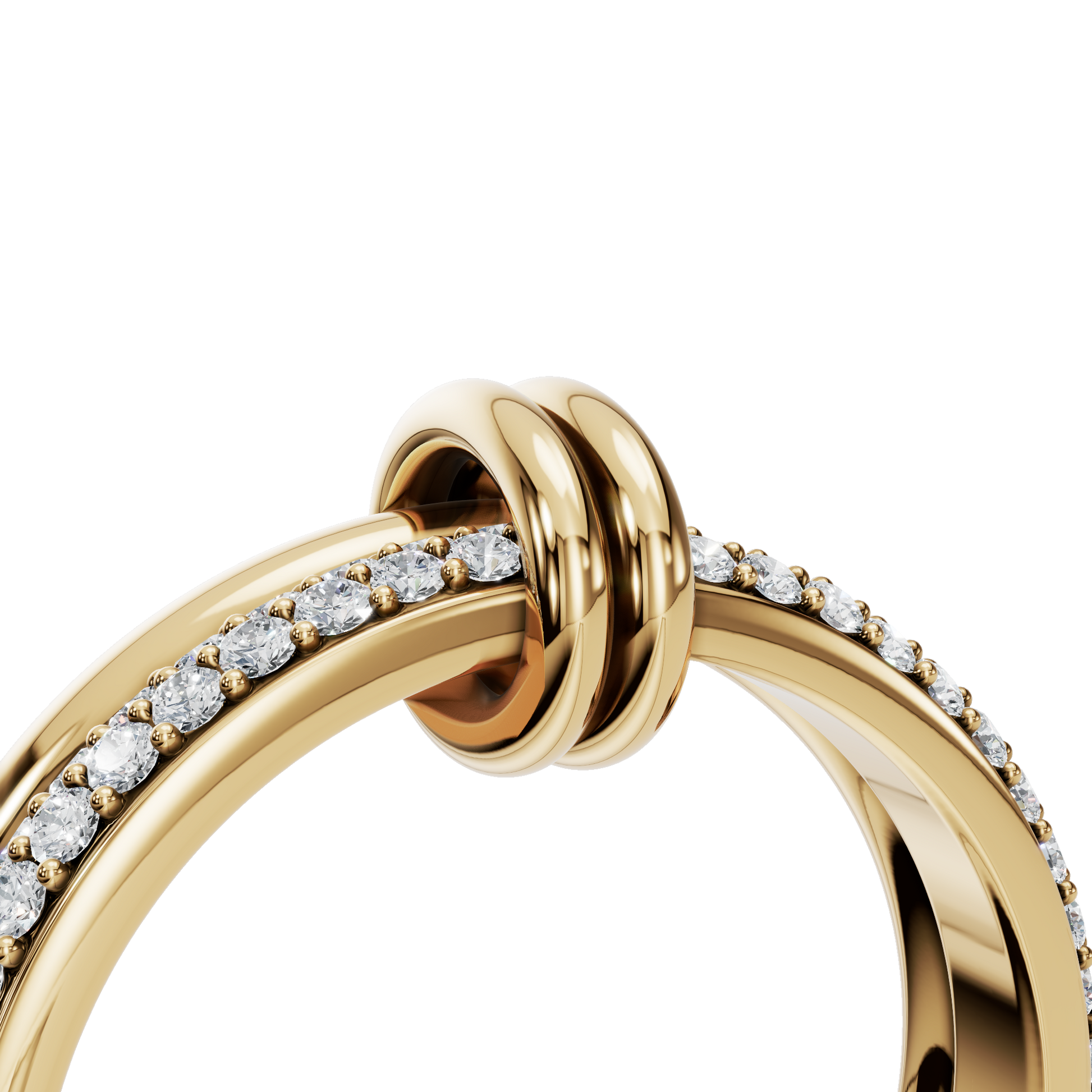 Duo Diamond Double Band in Yellow Gold angled view | Roomy's Jewellery