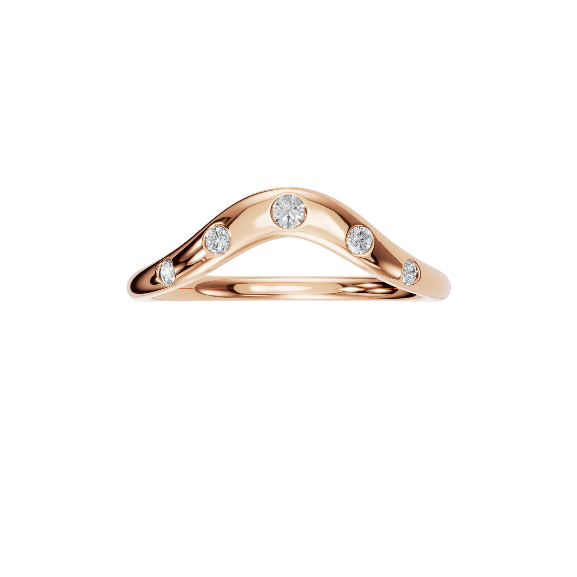 Arc Diamond Band Ring in Rose Gold Front View | Lab Grown Diamond | Roomy's Jewellery