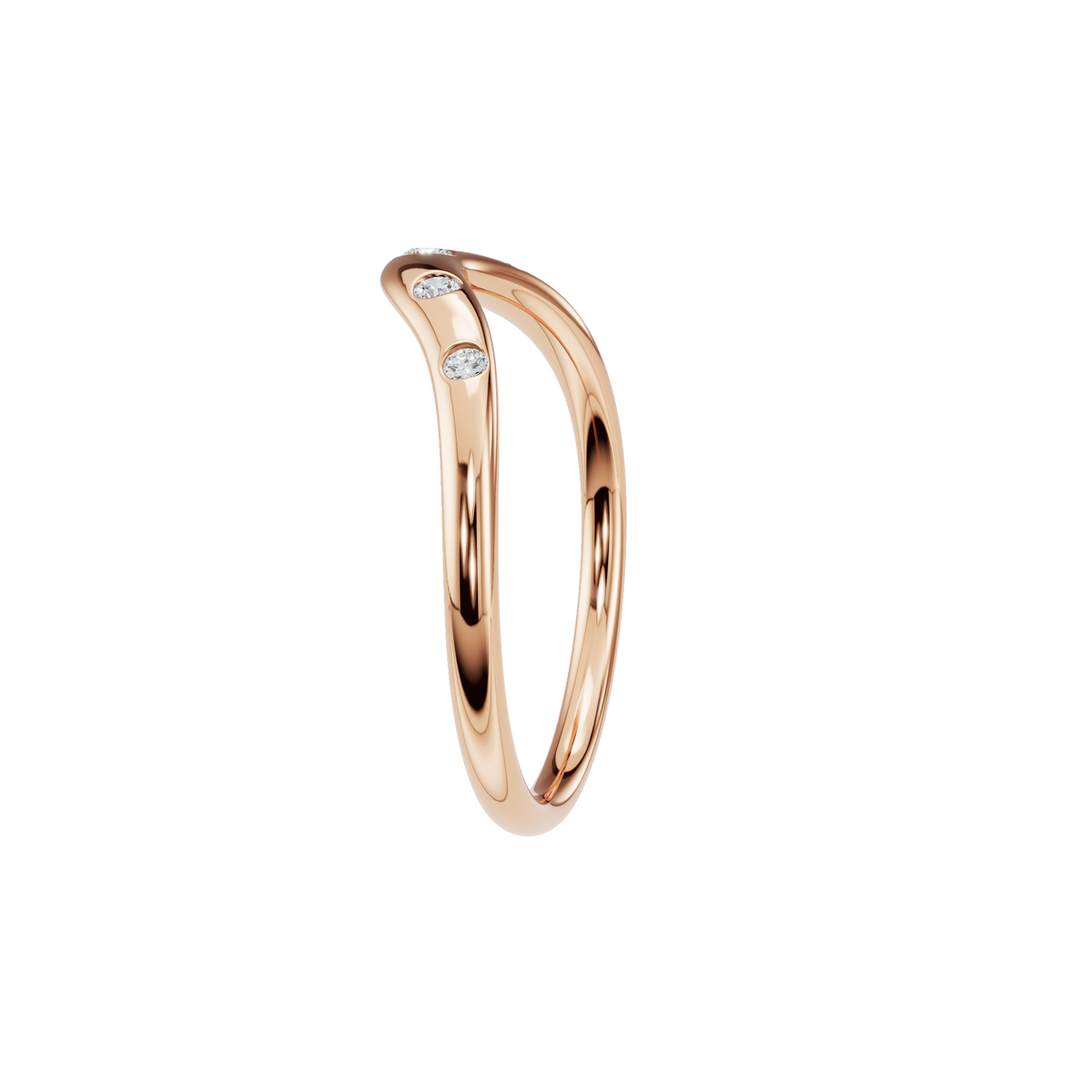 Arc Diamond Band Ring in Rose Gold Side View | Lab Grown Diamond | Roomy's Jewellery
