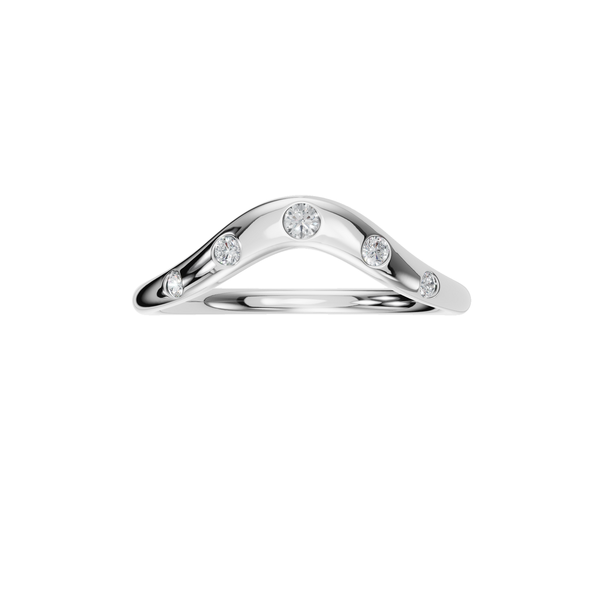 Arc Diamond Band Ring in White Gold Front View | Lab Grown Diamond | Roomy's Jewellery