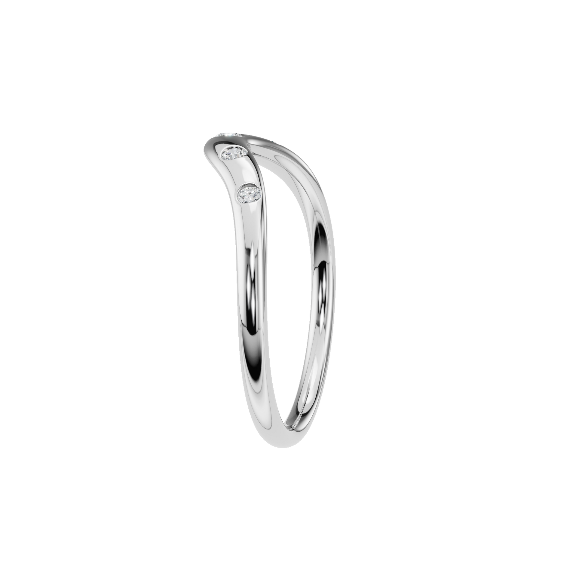 Arc Diamond Band Ring in White Gold Side View | Lab Grown Diamond | Roomy's Jewellery