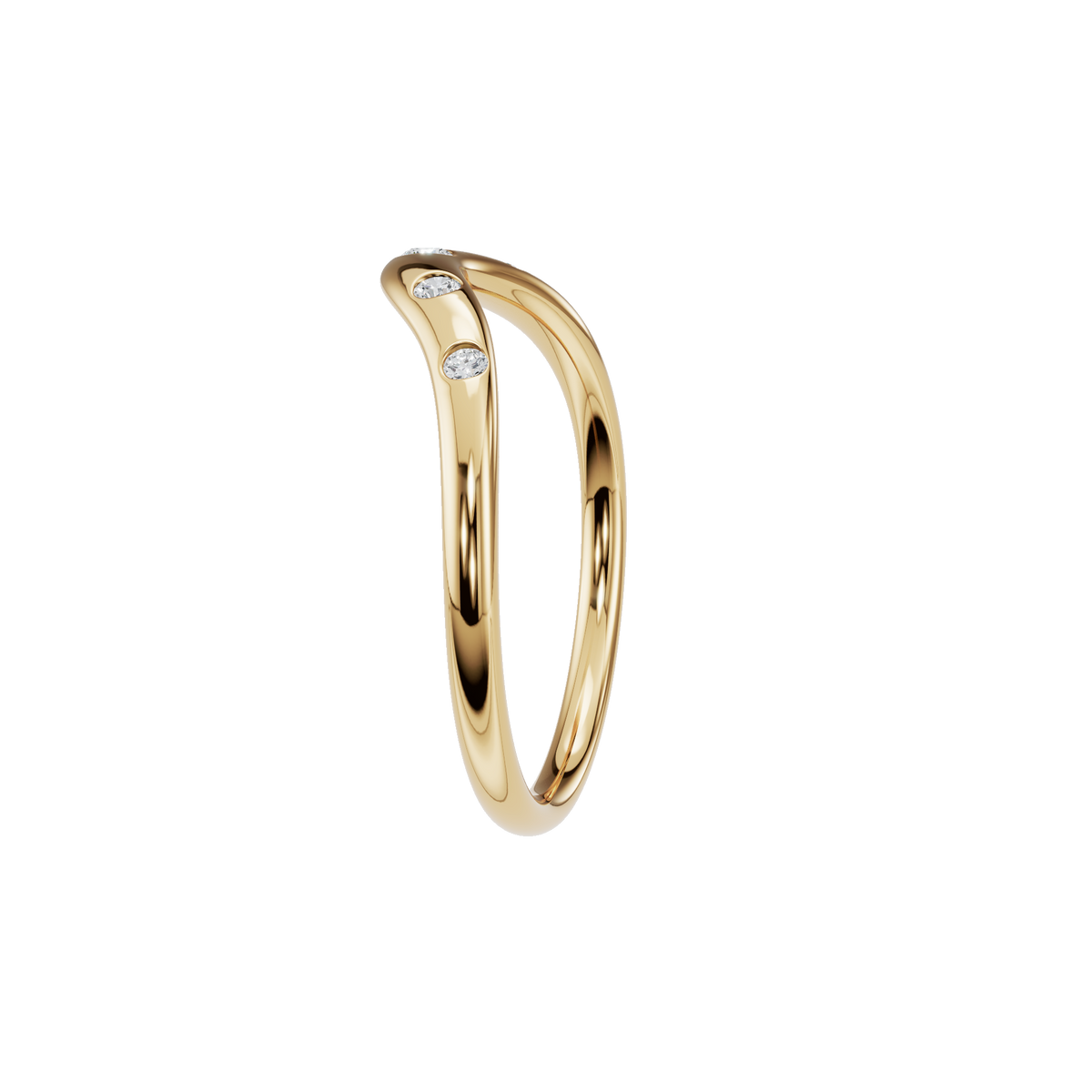 Arc Diamond Band Ring in Yellow Gold Side View | Lab Grown Diamond | Roomy's Jewellery