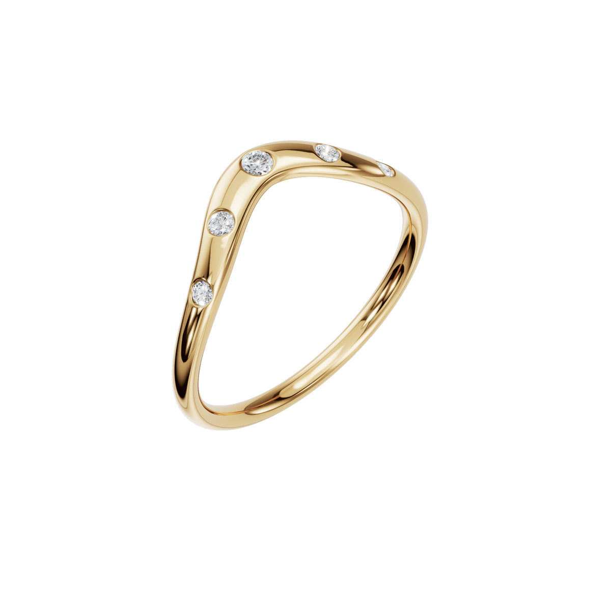 Arc Diamond Band Ring in Yellow Gold Close Up | Lab Grown Diamond | Roomy's Jewellery