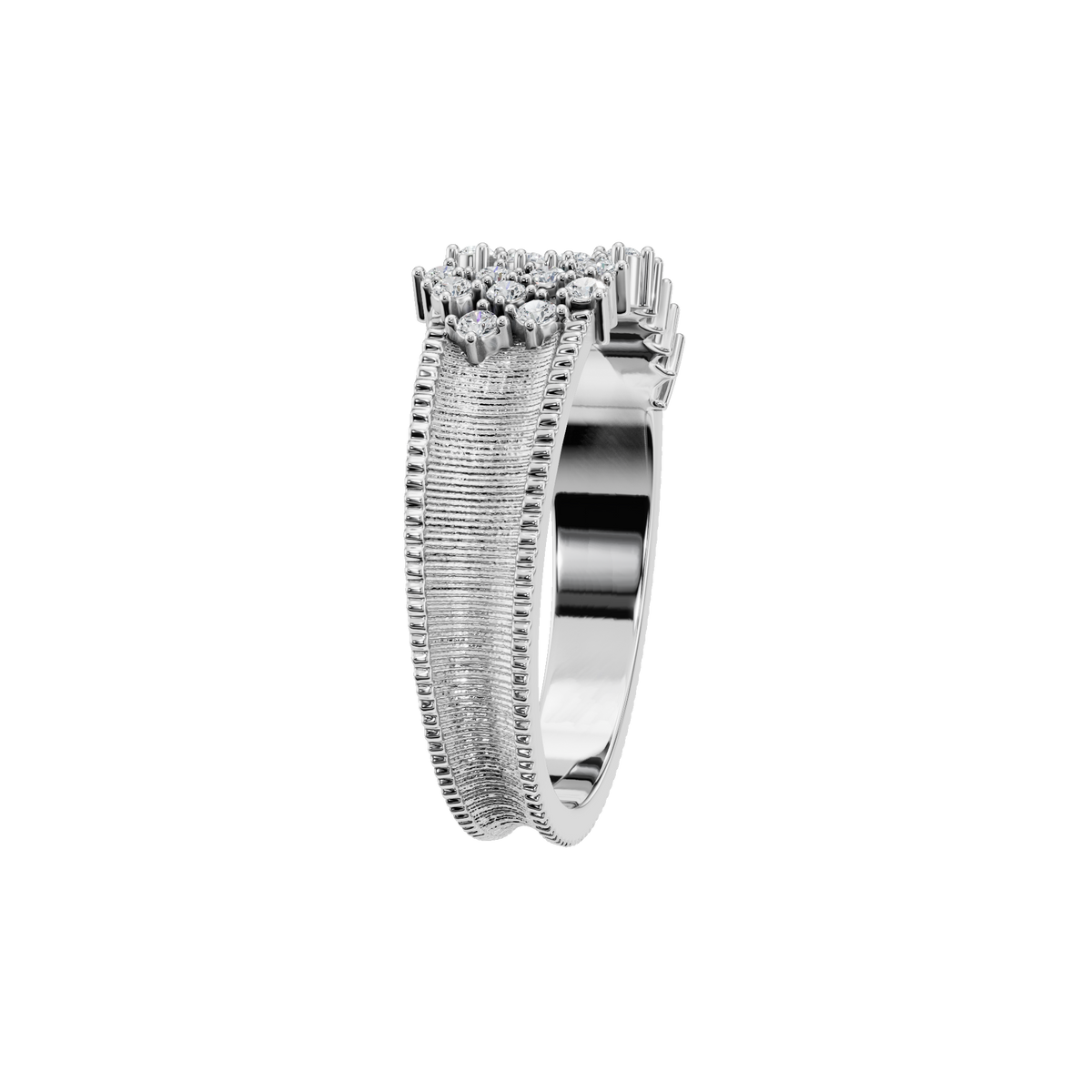 Blossom Diamond Cluster Ring in White Gold side view | Roomy's Jewellery