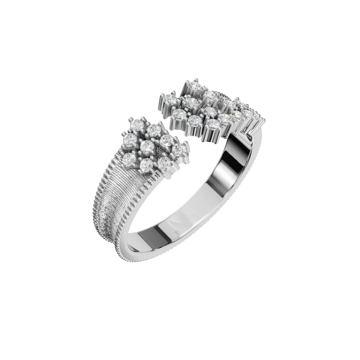 Blossom Diamond Cluster Ring in White Gold angled view | Roomy's Jewellery