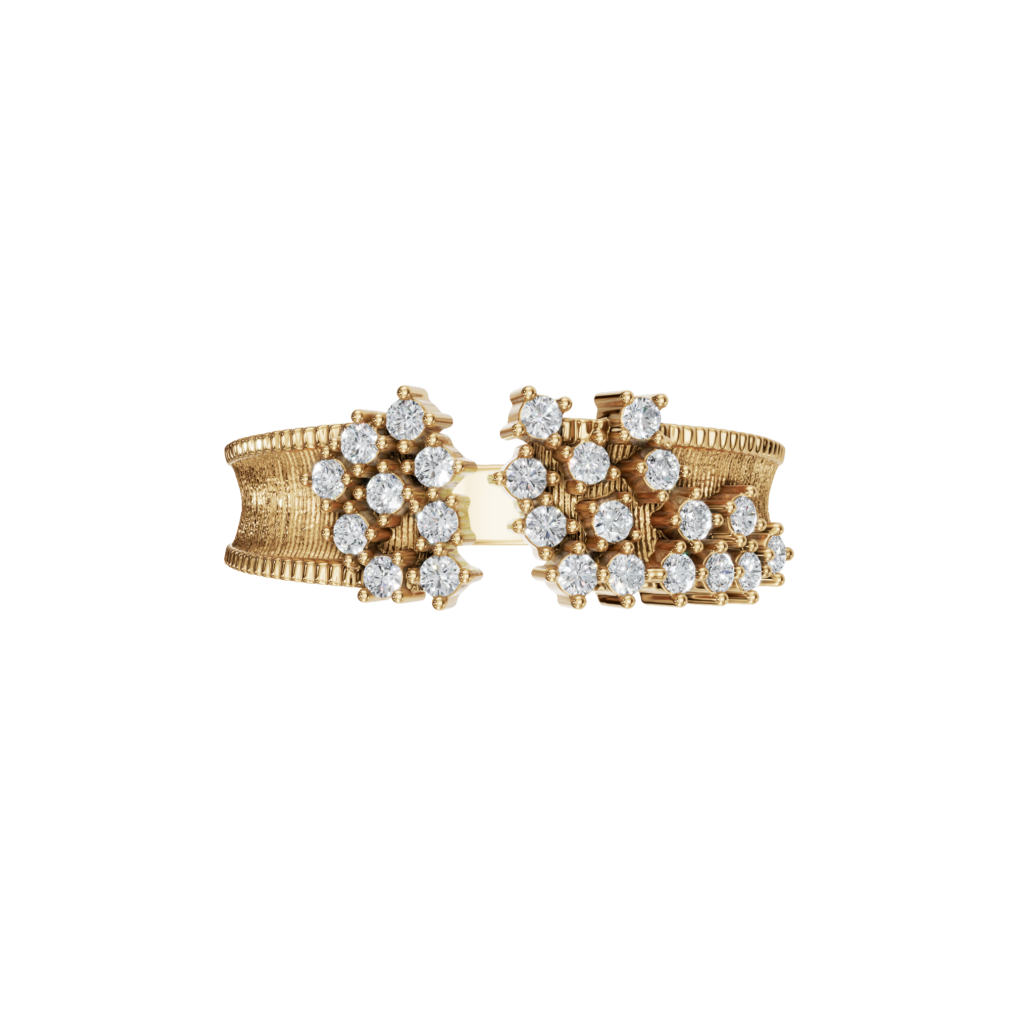 Brushed Diamond Cluster Ring in Yellow Gold | Lab Grown Diamond | Roomy's Jewelery