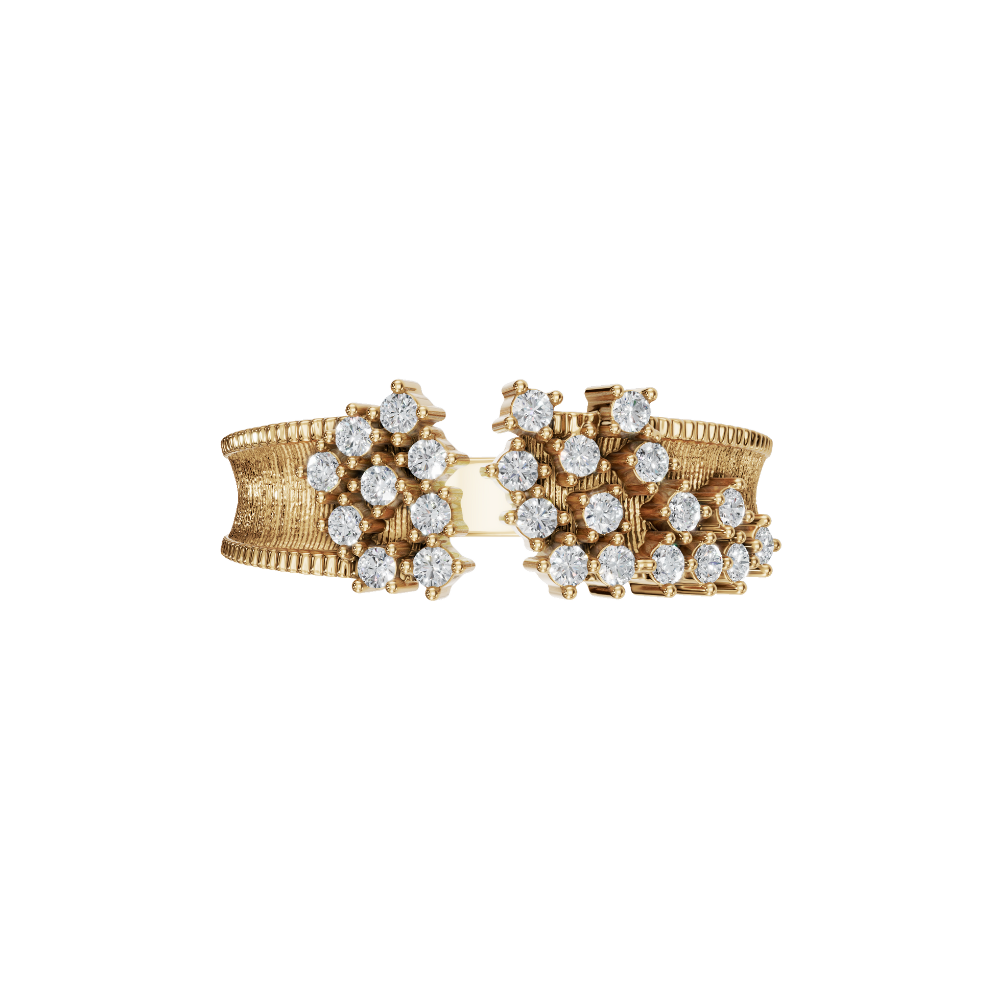 Brushed Diamond Cluster Ring in Yellow Gold | Lab Grown Diamond | Roomy's Jewelery