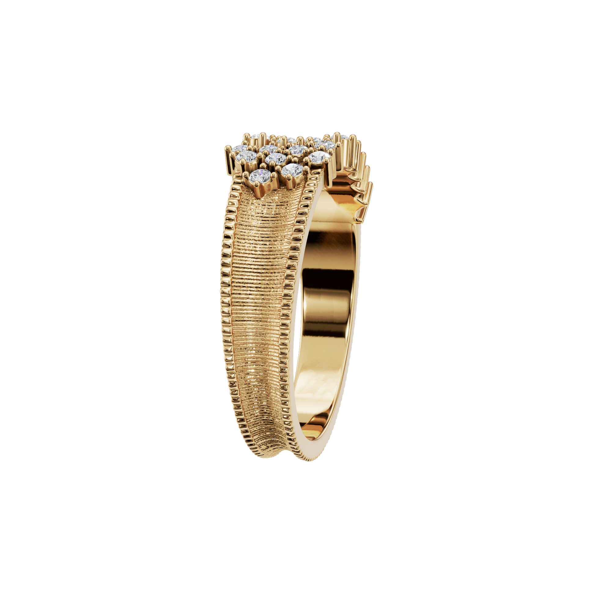 Blossom Diamond Cluster Ring in Yellow Gold side view | Roomy's Jewellery