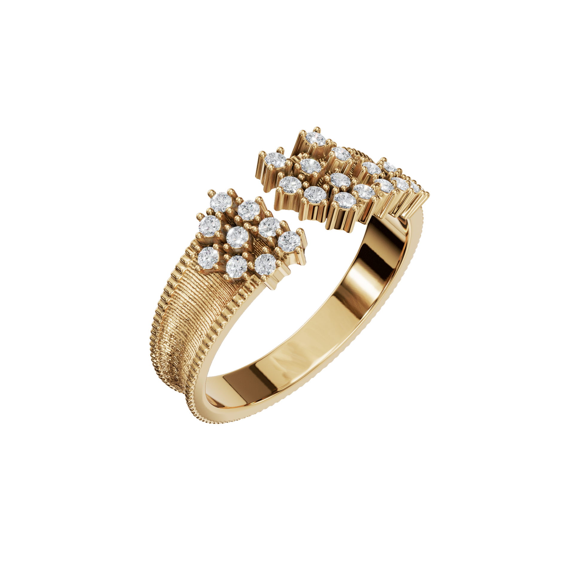Blossom Diamond Cluster Ring in Yellow Gold angled view | Roomy's Jewellery