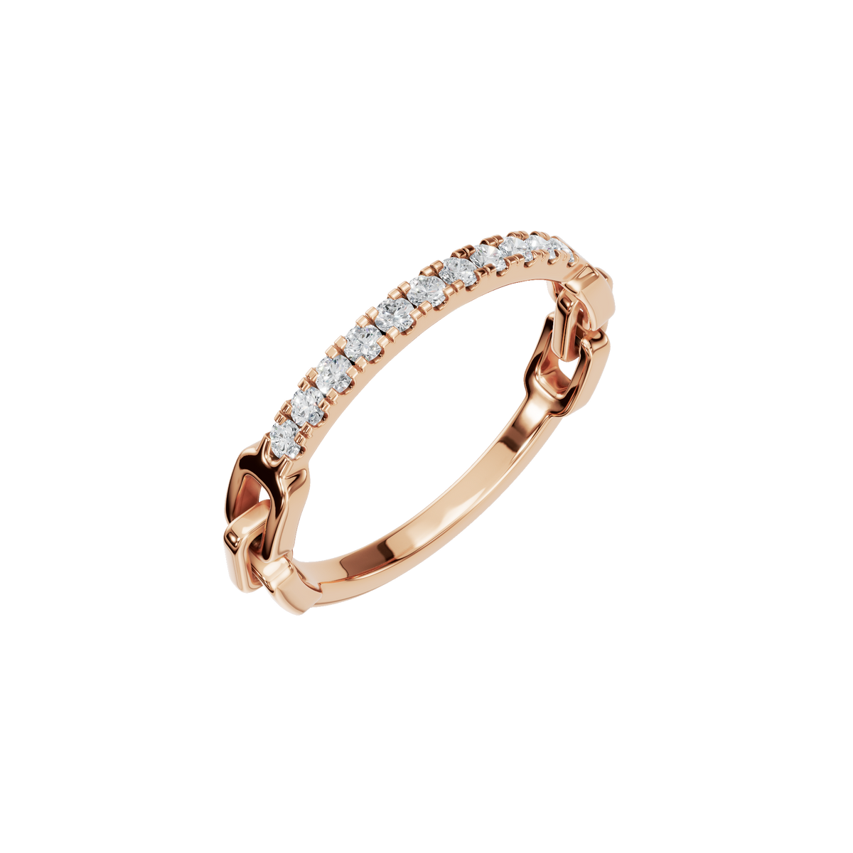 Linear Diamond Half Eternity Band in Rose Gold angled view | Roomy's Jewellery