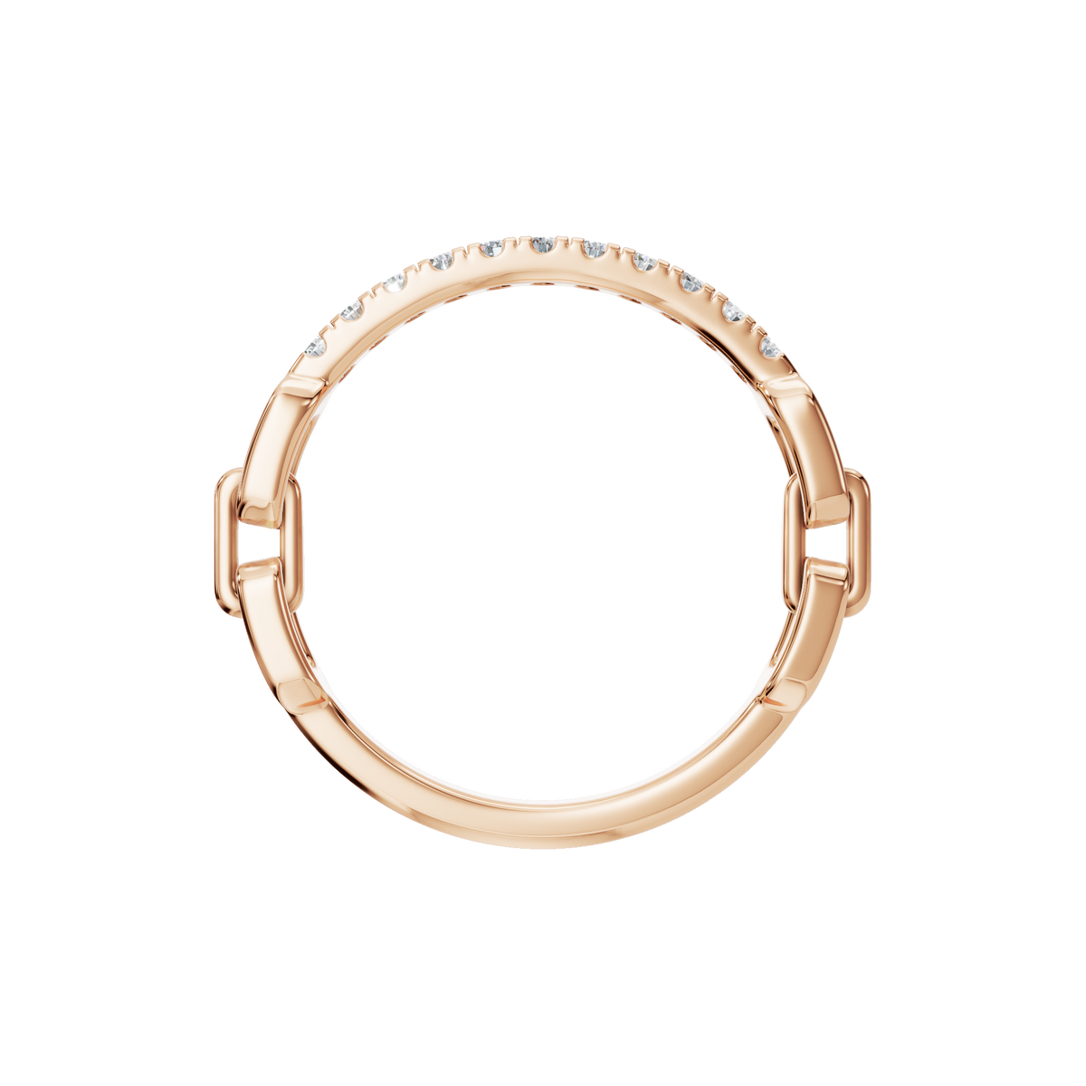 Linear Diamond Half Eternity Band in Rose Gold on finger | Roomy's Jewellery