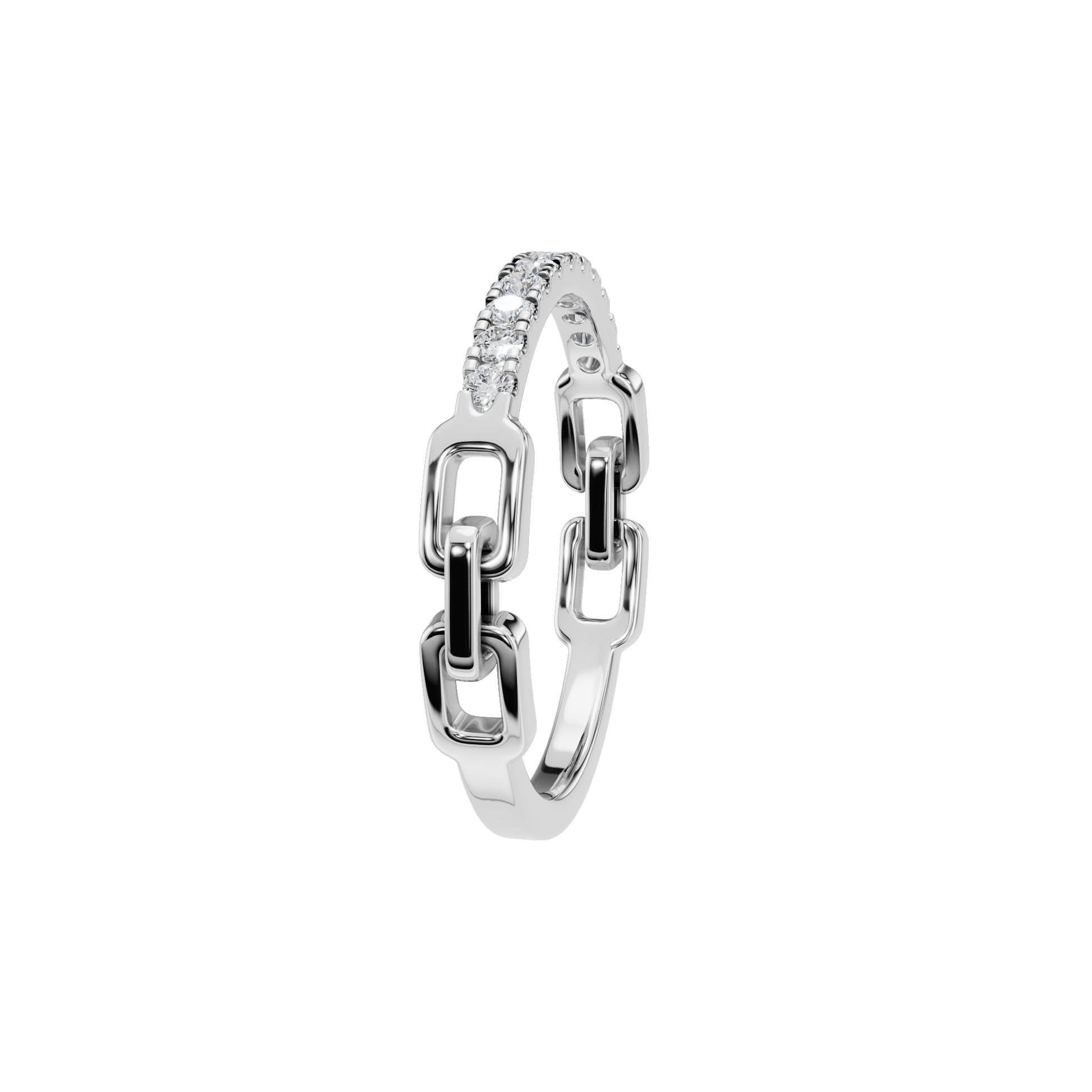 Linear Diamond Half Eternity Band in White Gold side view | Roomy's Jewellery