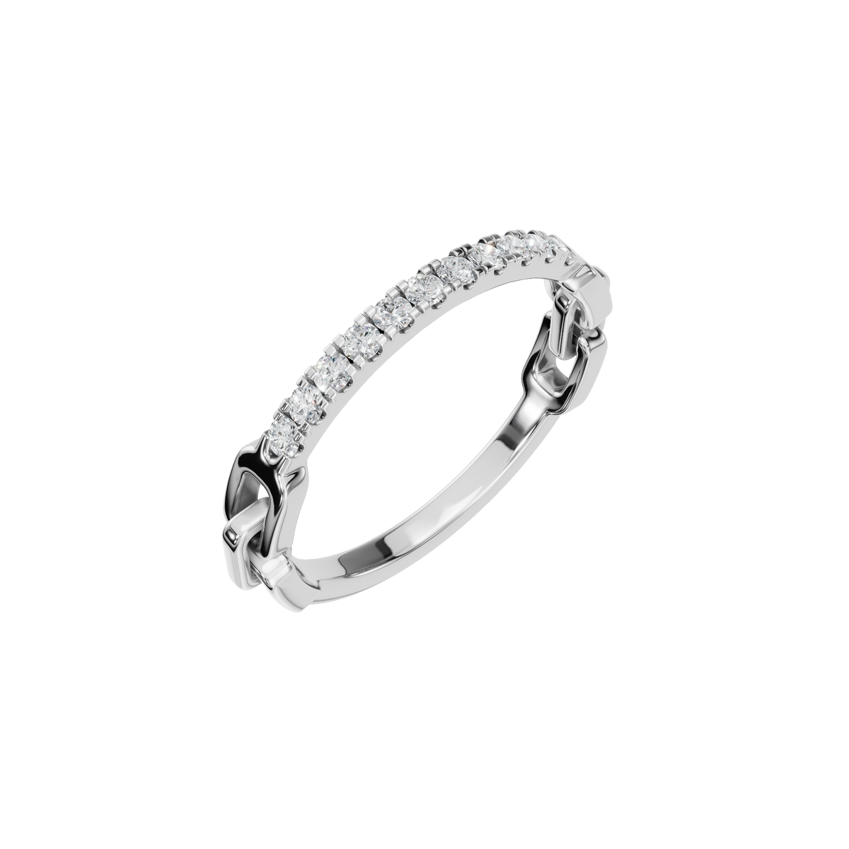 Linear Diamond Half Eternity Band in White Gold angled view | Roomy's Jewellery