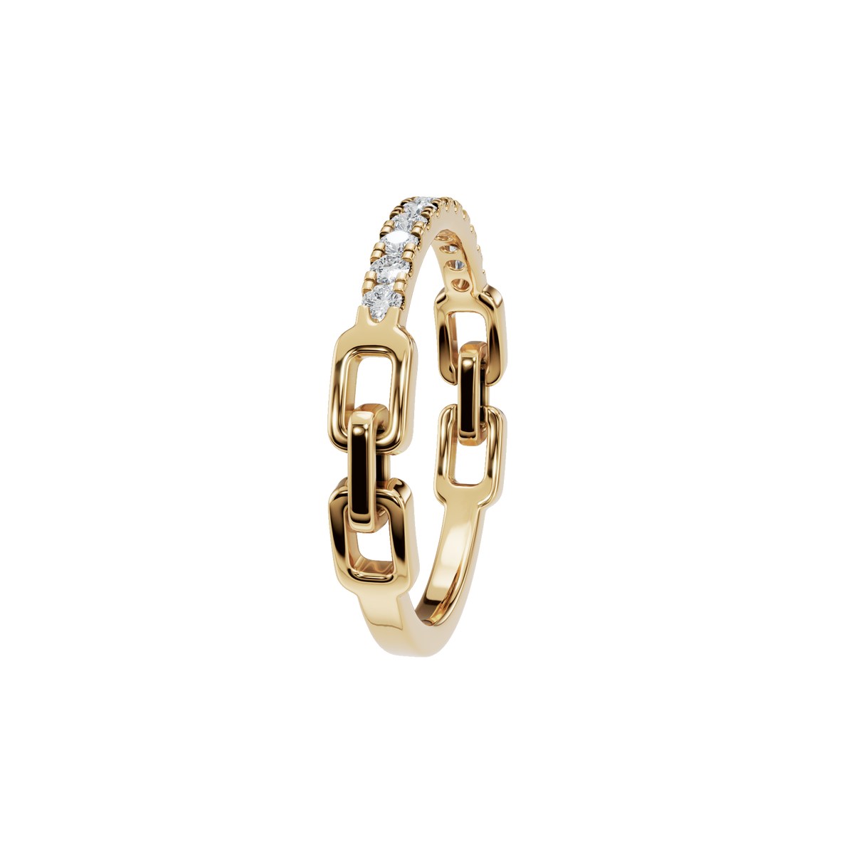 Linear Diamond Half Eternity Band in Yellow Gold side view | Roomy's Jewellery