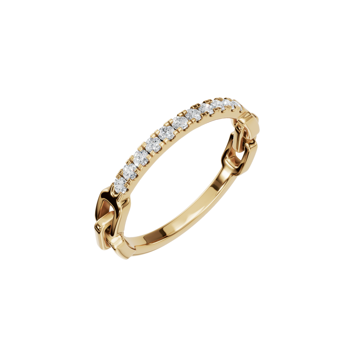 Linear Diamond Half Eternity Band in Yellow Gold angled view | Roomy's Jewellery