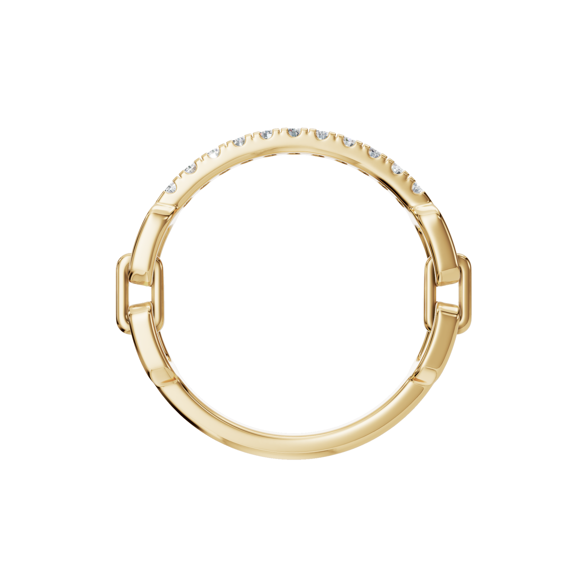 Linear Diamond Half Eternity Band in Yellow Gold on finger | Roomy's Jewellery