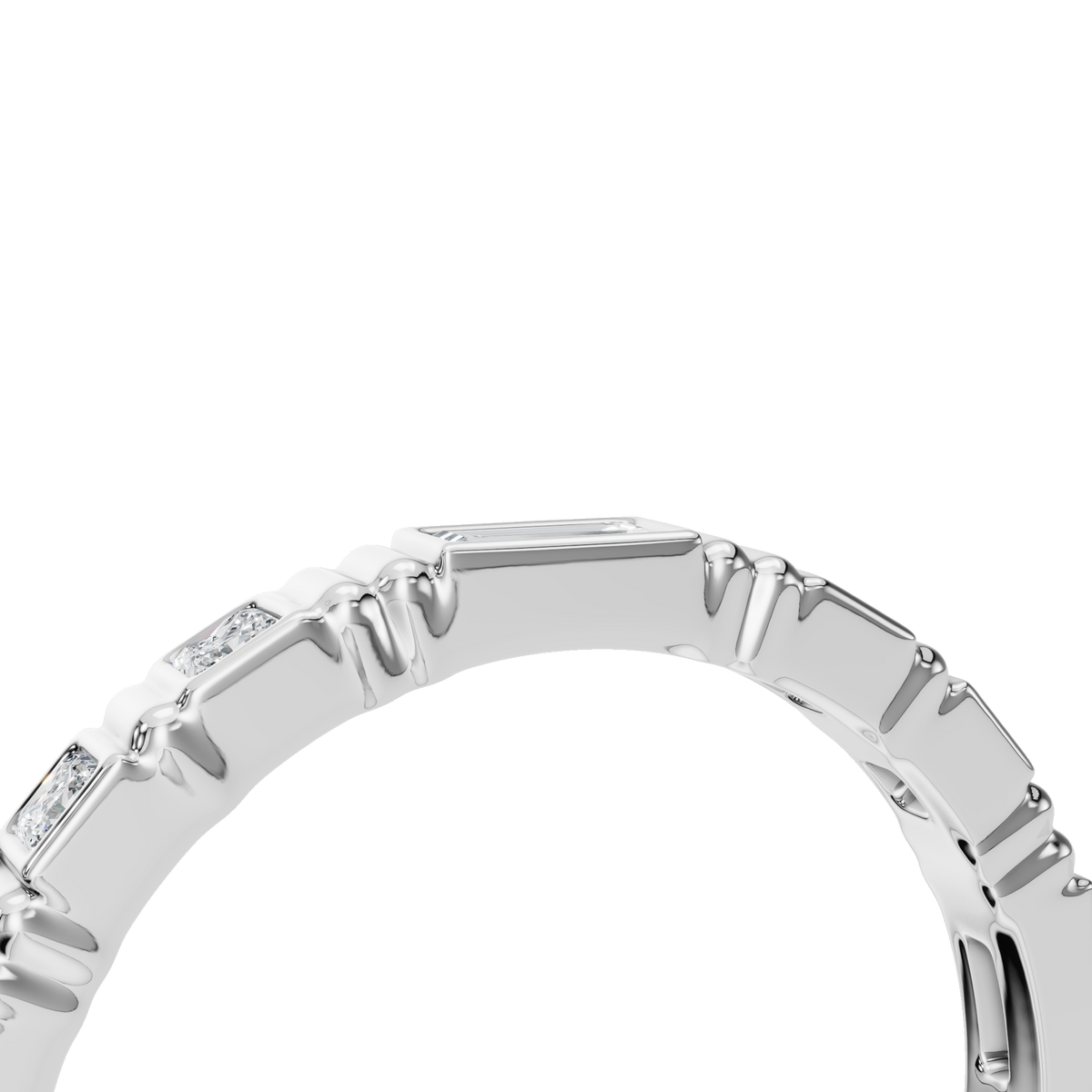 Prism Diamond Band in White Gold angled view | Roomy's Jewellery