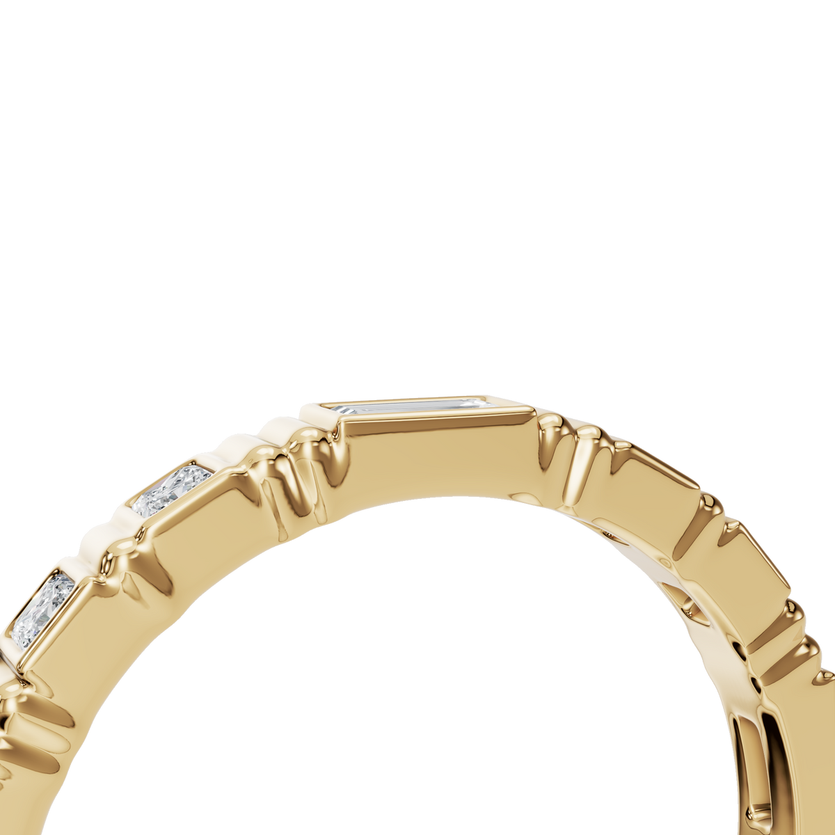 Prism Diamond Band in Yellow Gold angled view | Roomy's Jewellery
