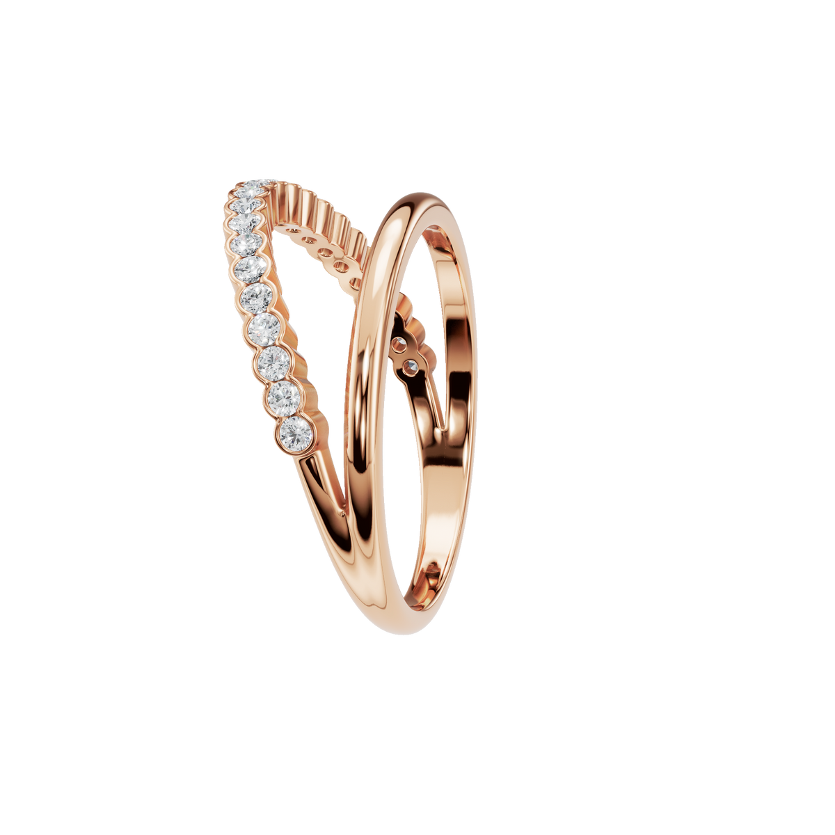 Eclipse Diamond Double Band in Rose Gold side view | Roomy's Jewellery