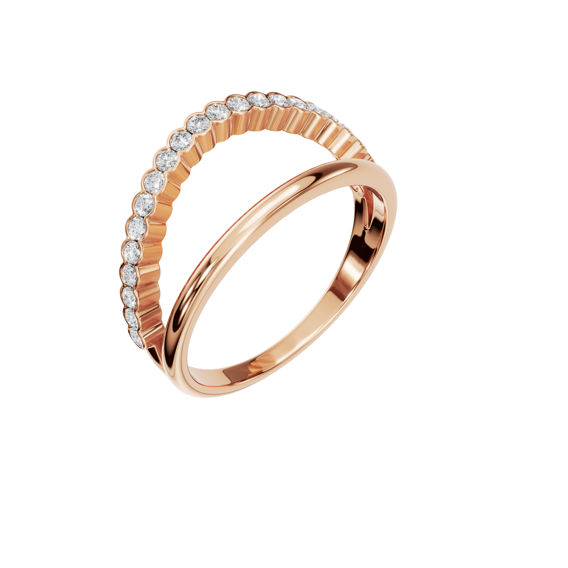 Eclipse Diamond Double Band in Rose Gold close-up | Roomy's Jewellery