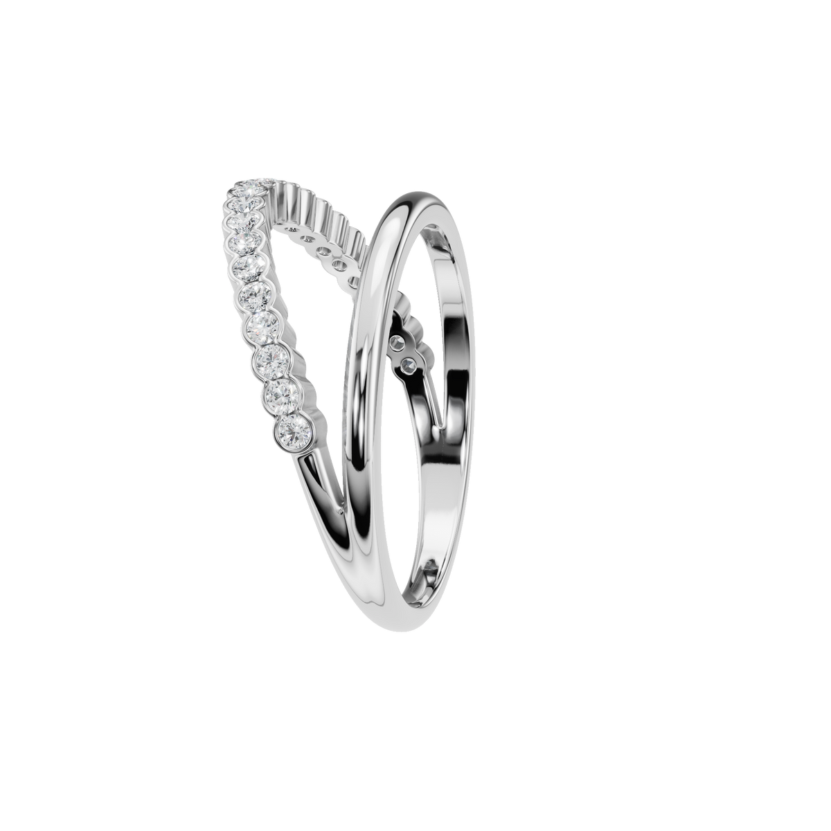 Eclipse Diamond Double Band in White Gold side view | Roomy's Jewellery