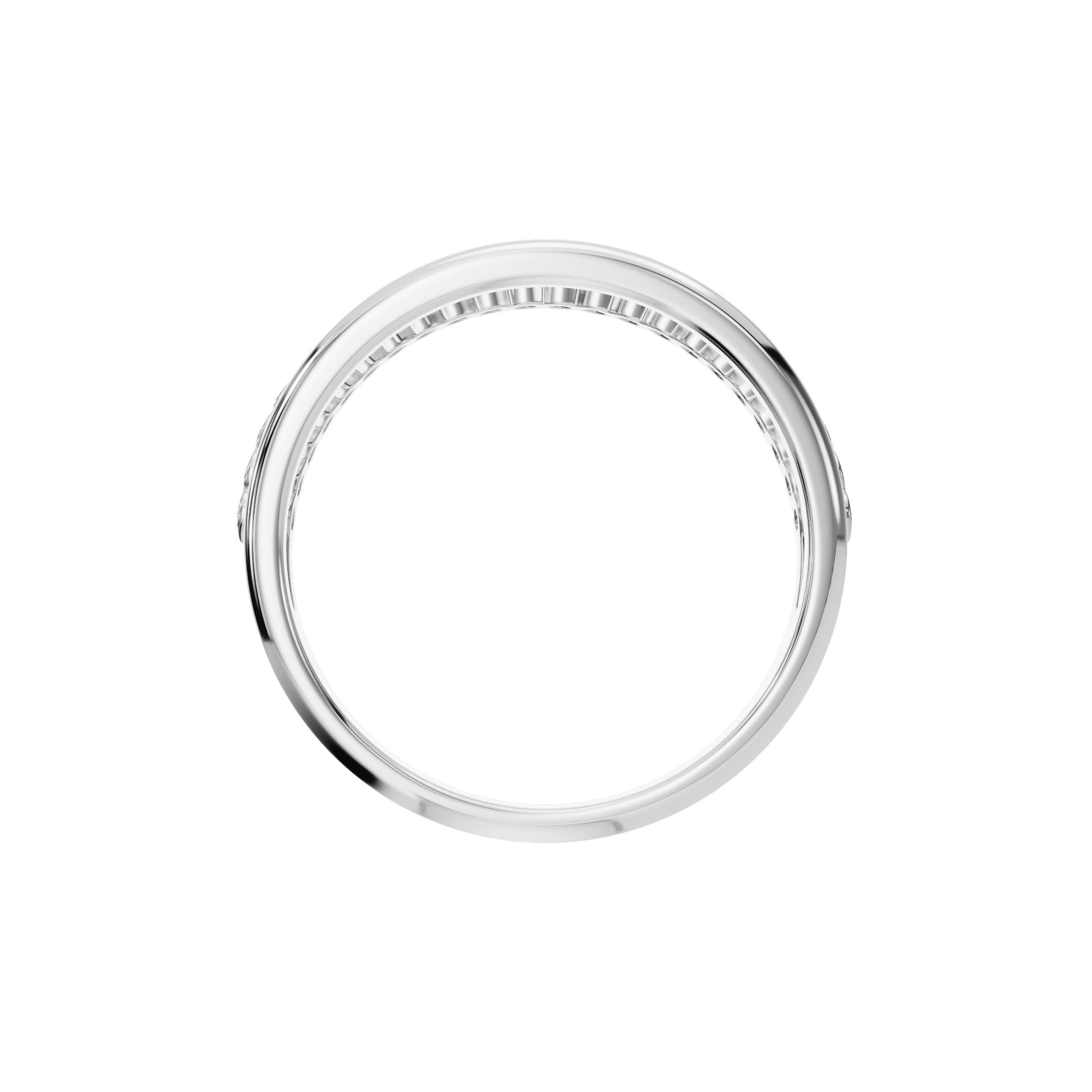 Eclipse Diamond Double Band in White Gold on finger | Roomy's Jewellery