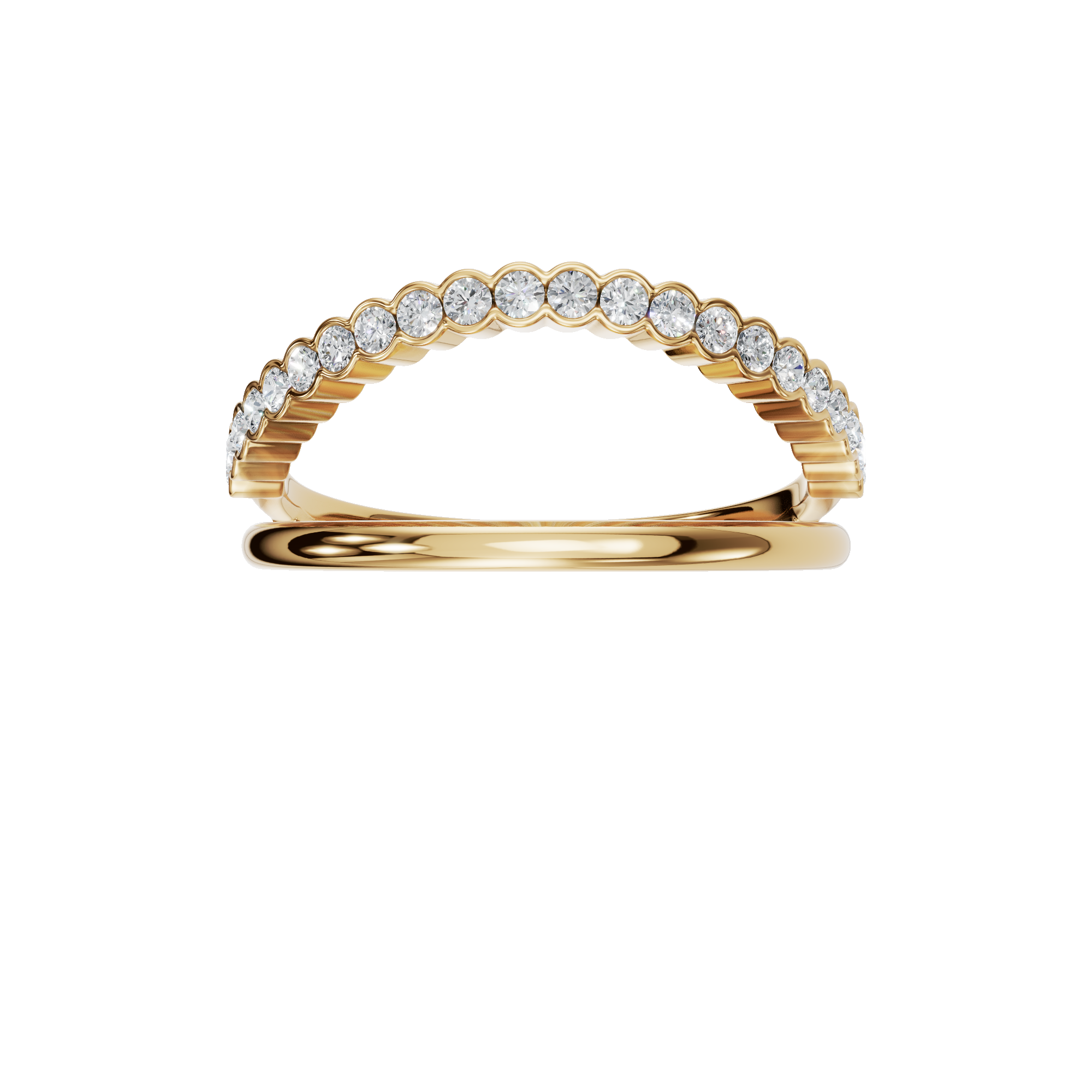 Eclipse Diamond Double Band in Yellow Gold | Lab Grown Diamond | Roomy's Jewelery
