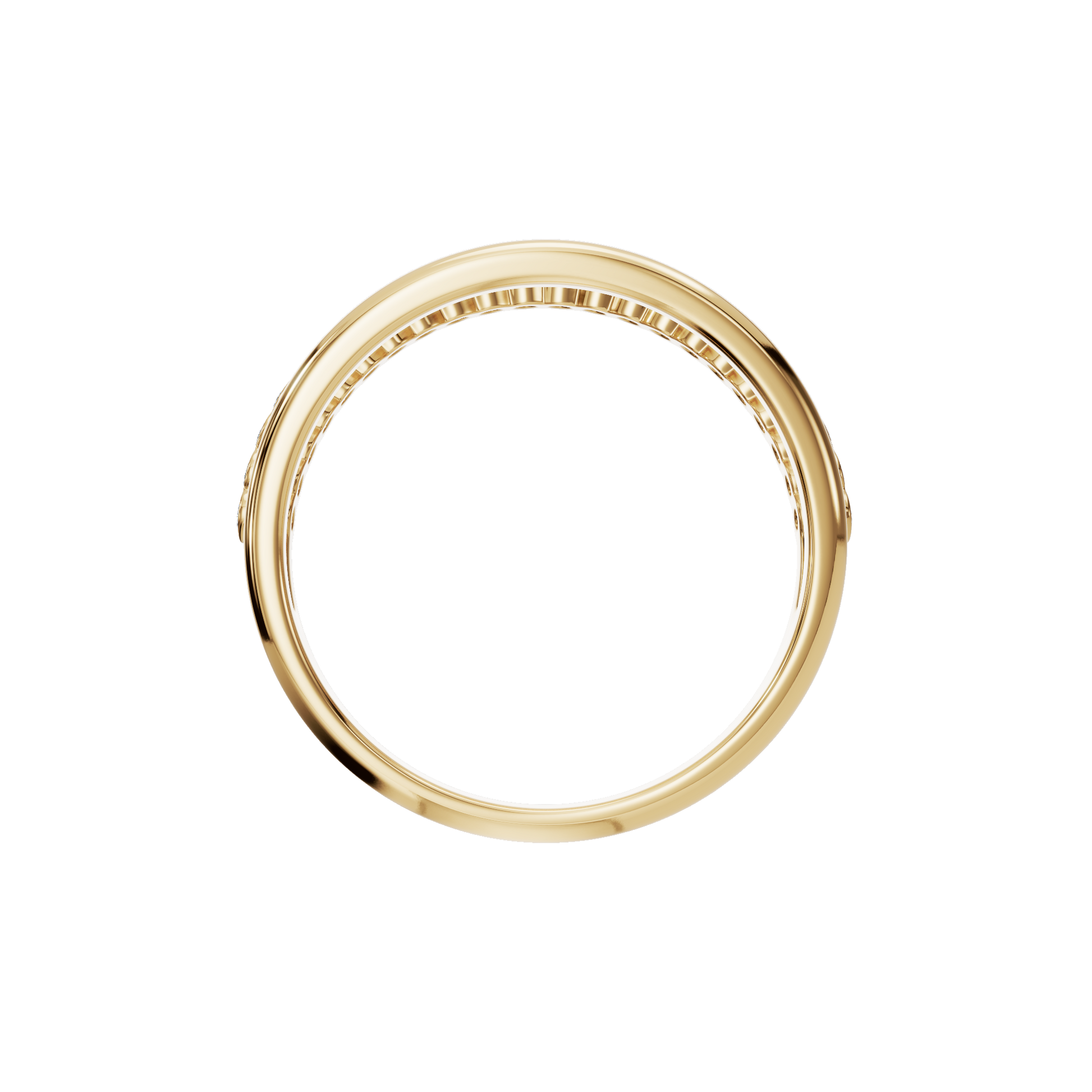 Eclipse Diamond Double Band in Yellow Gold on finger | Roomy's Jewellery