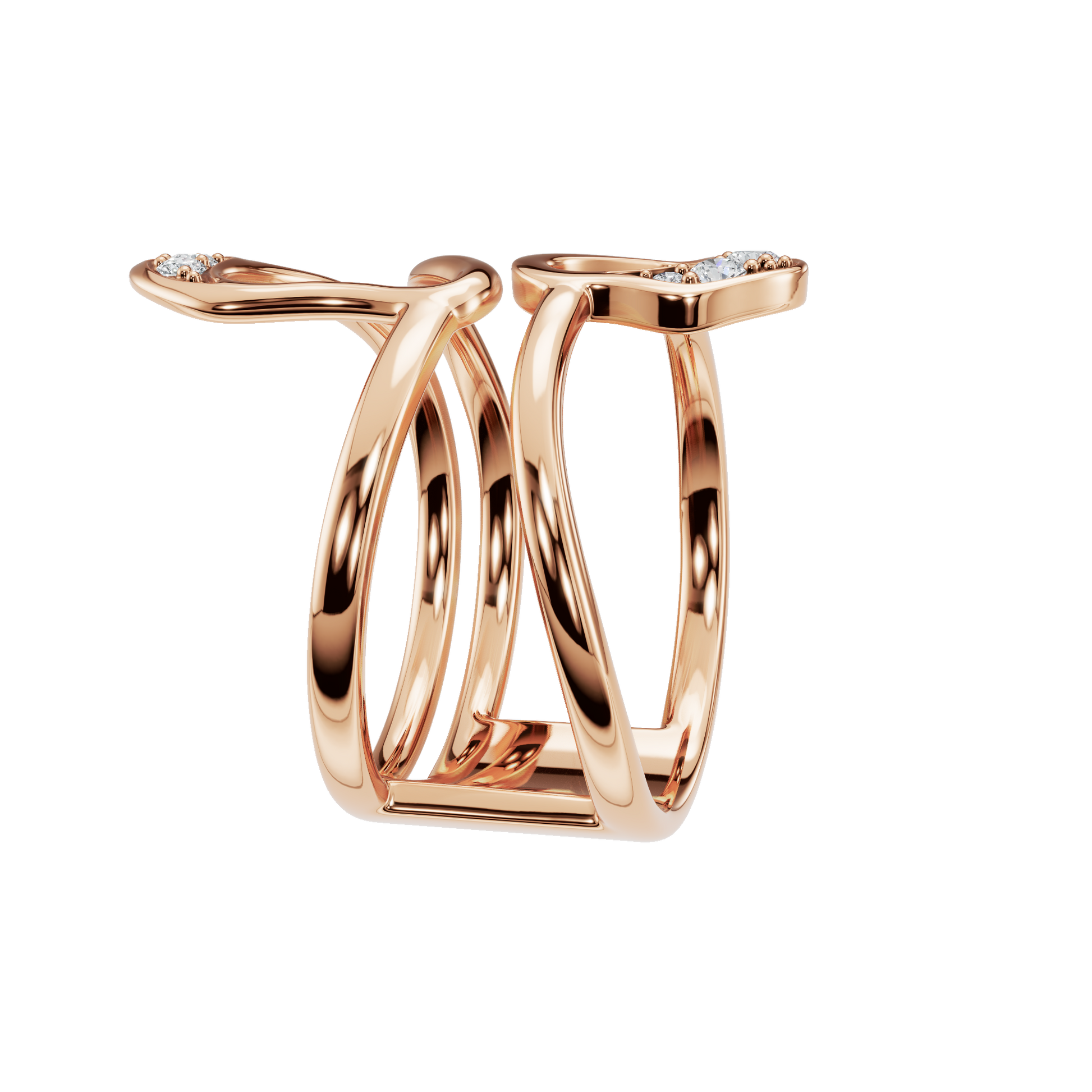 Atelier Diamond Sculptural Ring in Rose Gold side view | Roomy's Jewellery