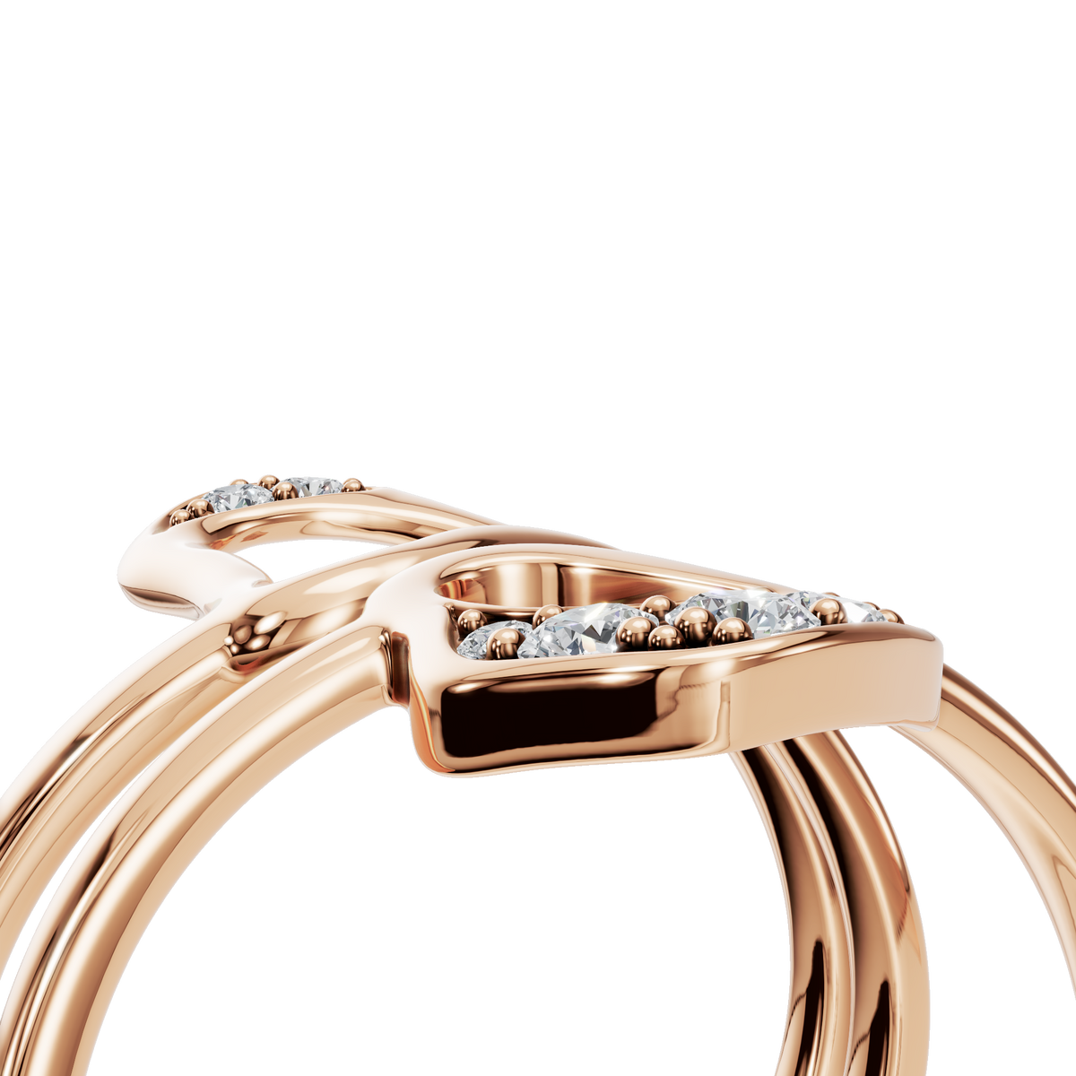 Atelier Diamond Sculptural Ring in Rose Gold angled view | Roomy's Jewellery