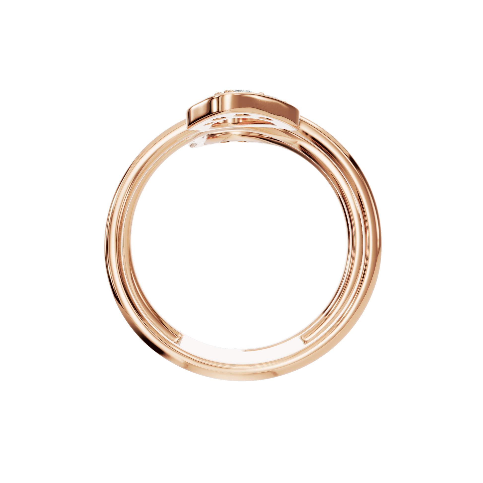 Atelier Diamond Sculptural Ring in Rose Gold on finger | Roomy's Jewellery