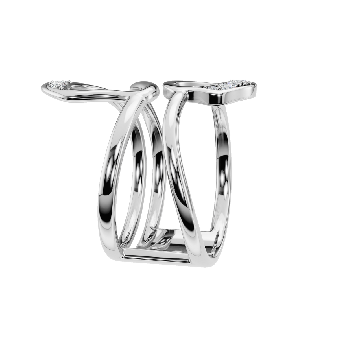 Atelier Diamond Sculptural Ring in White Gold side view | Roomy's Jewellery