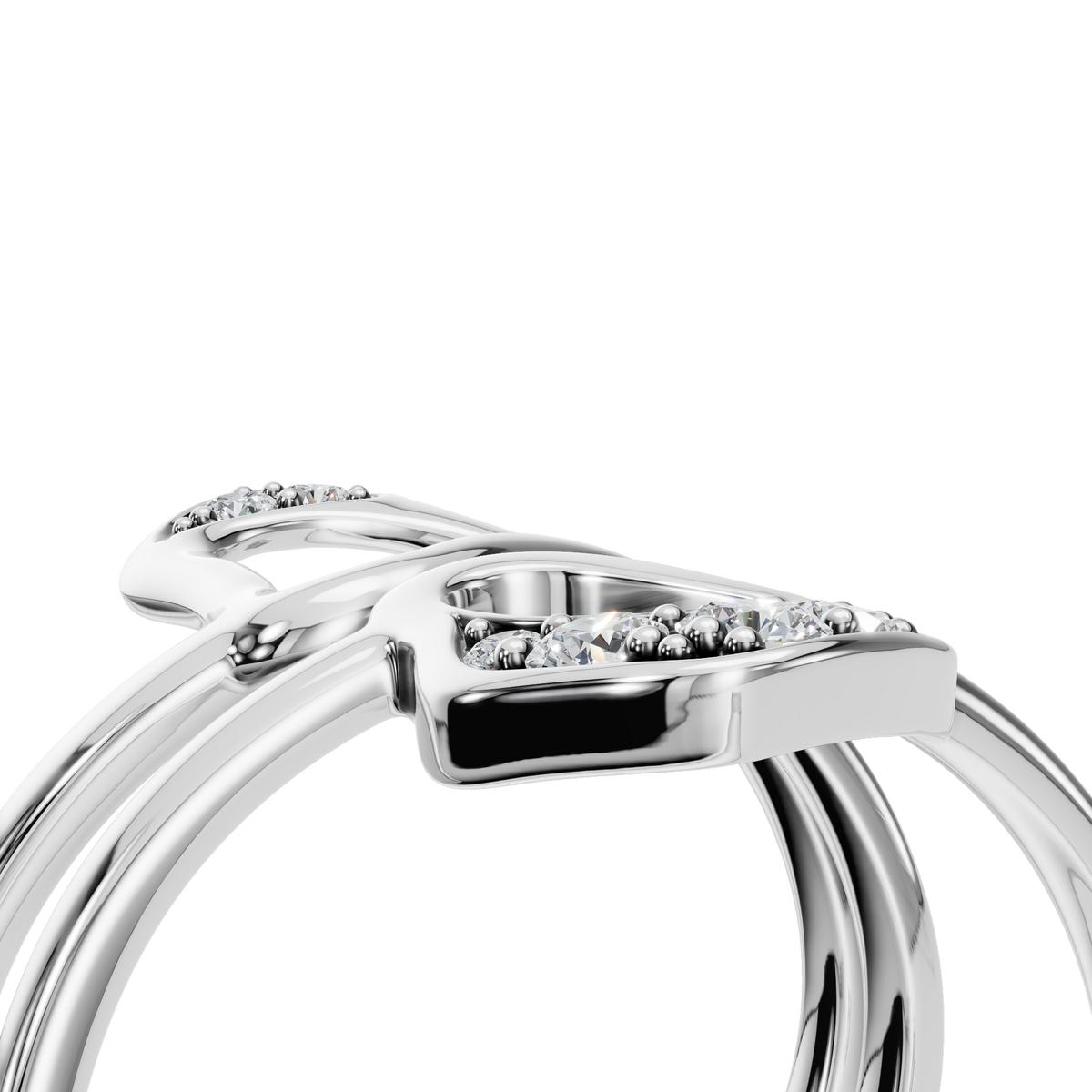 Atelier Diamond Sculptural Ring in White Gold angled view | Roomy's Jewellery