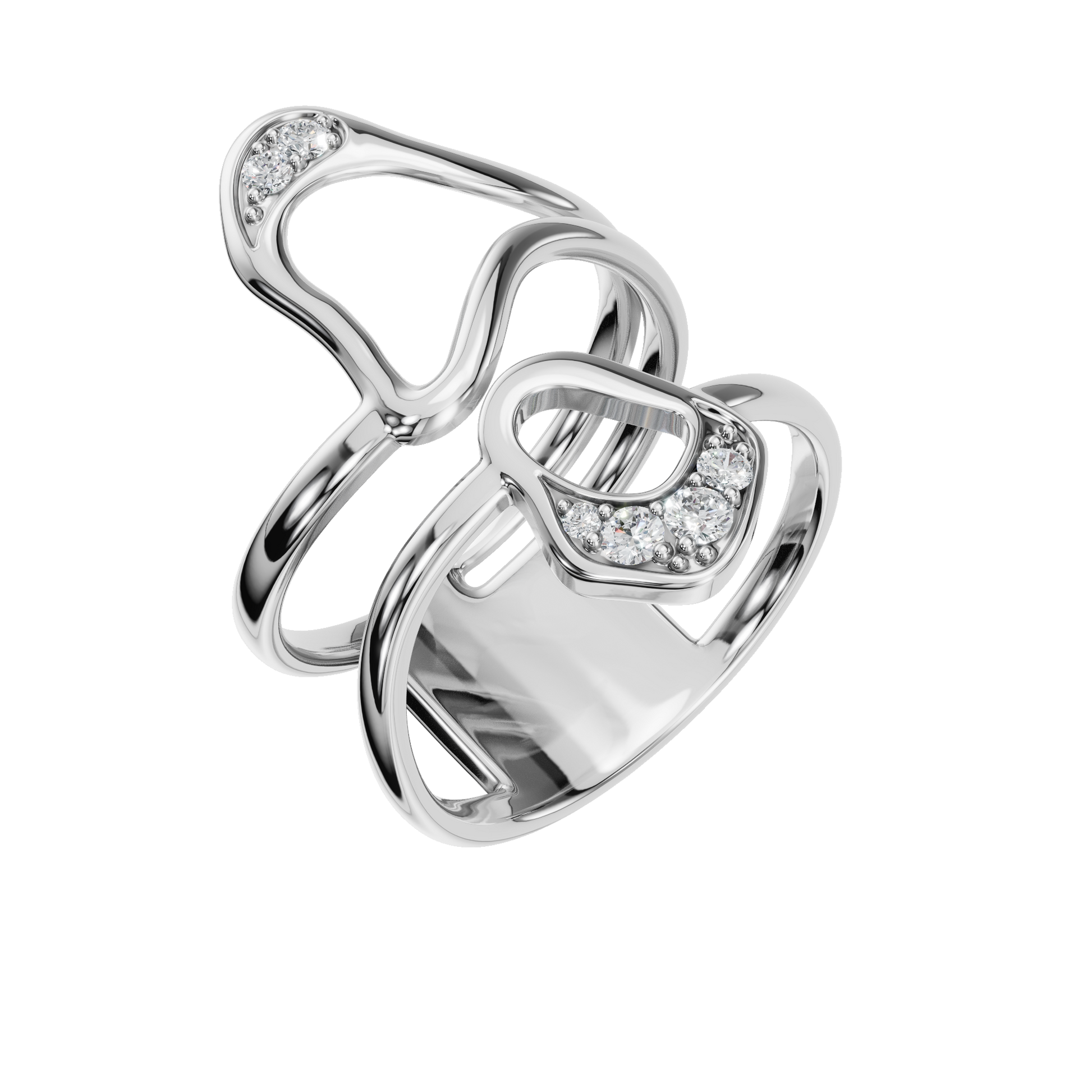 Atelier Diamond Sculptural Ring in White Gold close-up | Roomy's Jewellery
