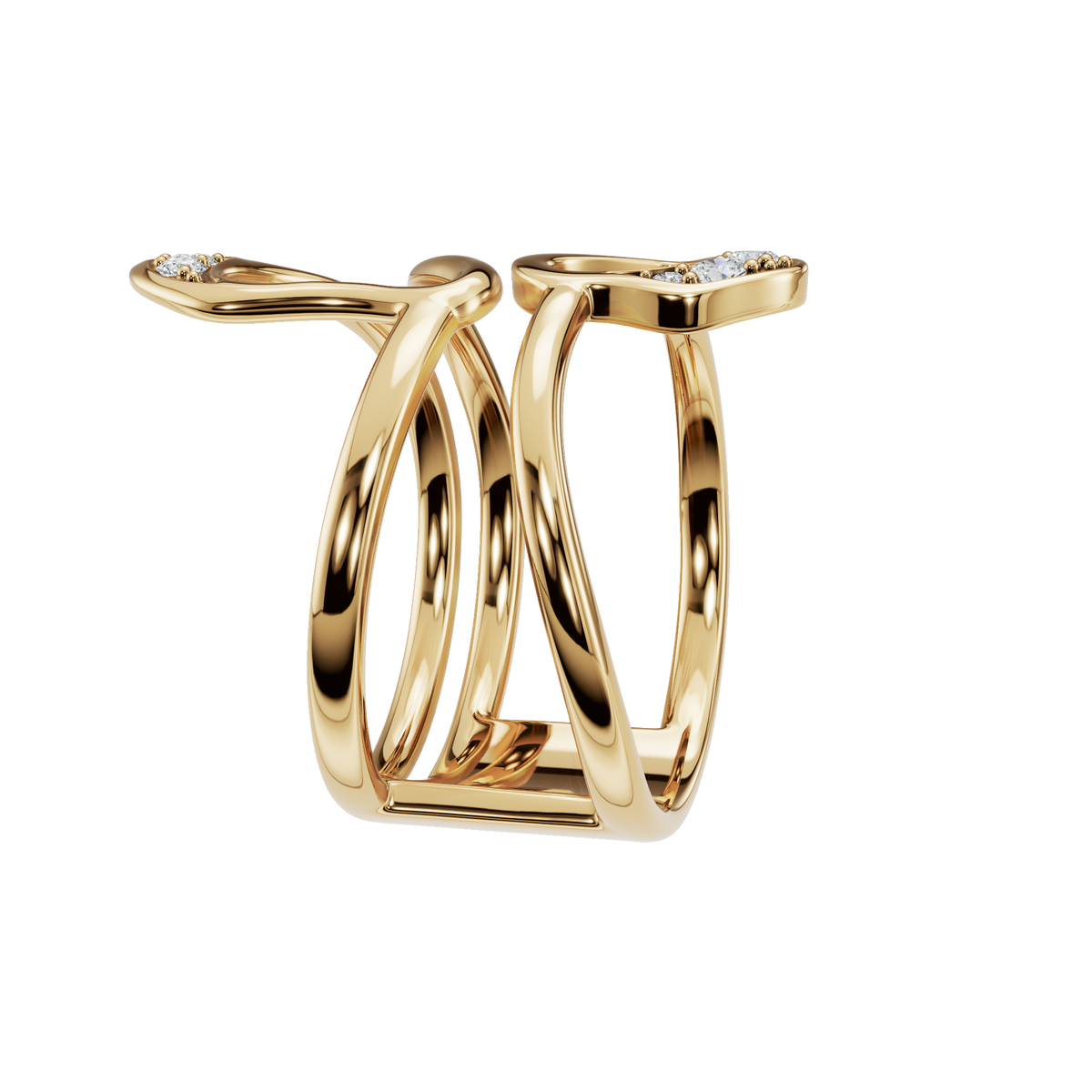 Atelier Diamond Sculptural Ring in Yellow Gold side view | Roomy's Jewellery