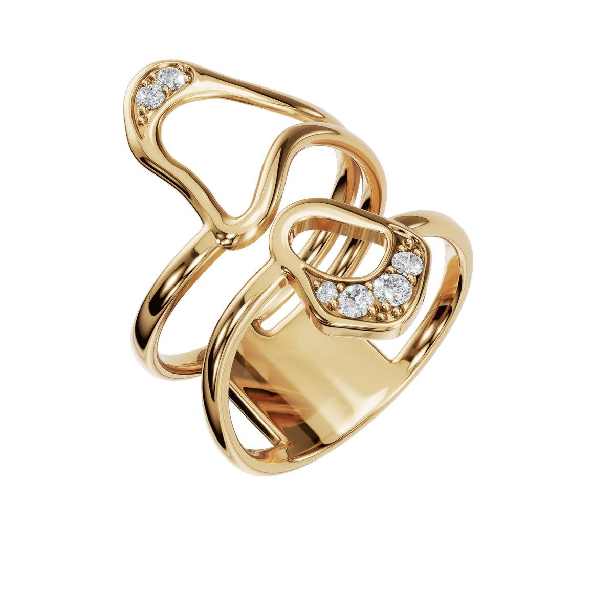 Atelier Diamond Sculptural Ring in Yellow Gold close-up | Roomy's Jewellery