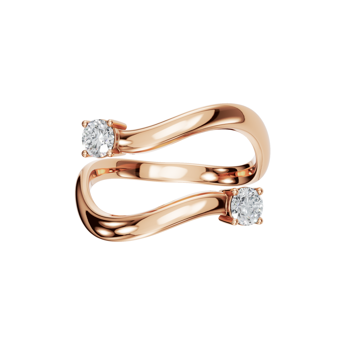 Duet Diamond Bypass Ring in Rose Gold — Lab Grown | Roomy's Jewellery