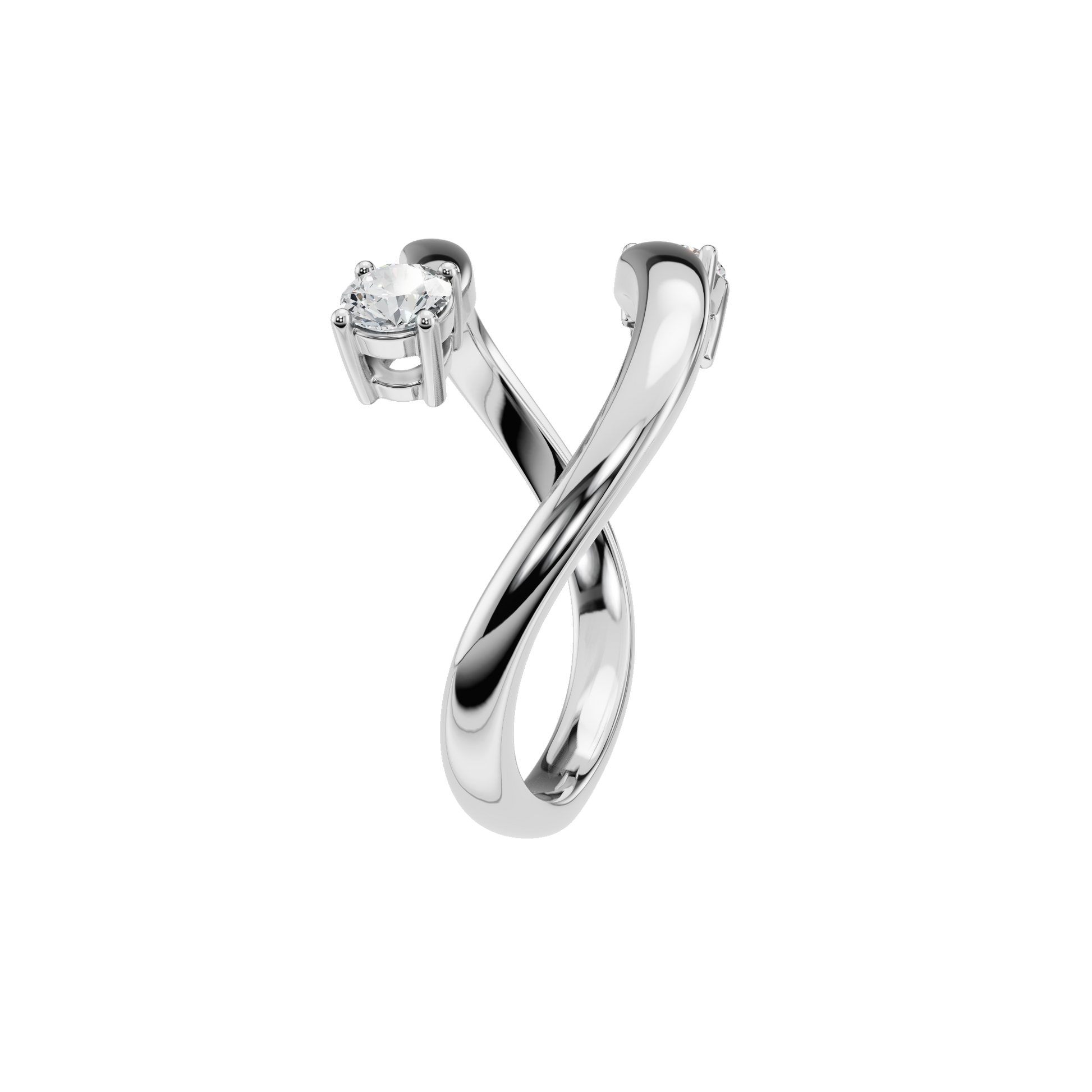 Duet Diamond Bypass Ring in White Gold side view | Roomy's Jewellery