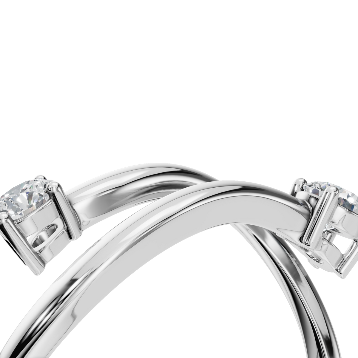 Duet Diamond Bypass Ring in White Gold angled view | Roomy's Jewellery